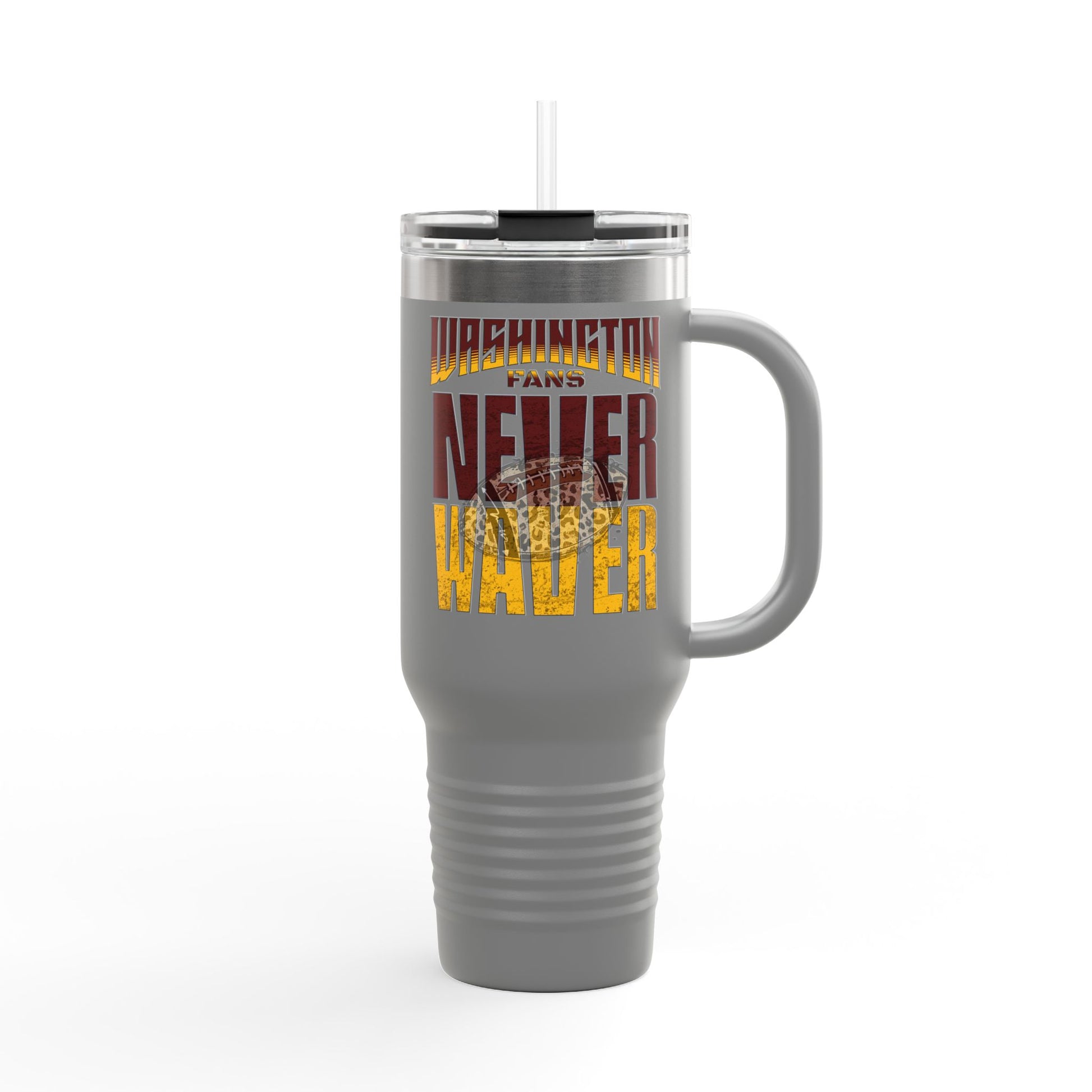Washington Fans Never Waver W-Leopard Football Insulated Travel Mug, 40oz - Never Waver