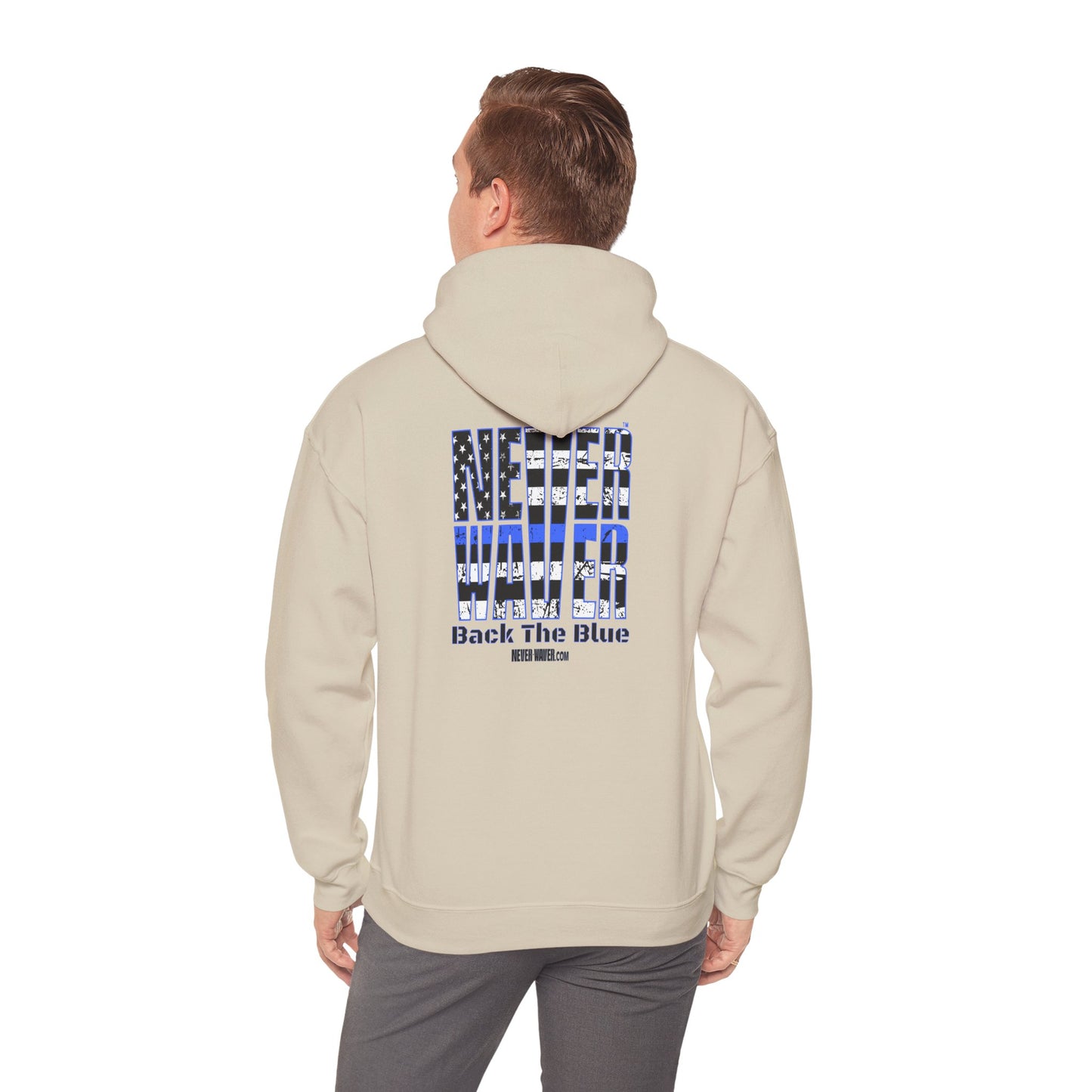 Never Waver Back The Blue Hoodie - Unisex Heavy Blend Sweatshirt - Never Waver