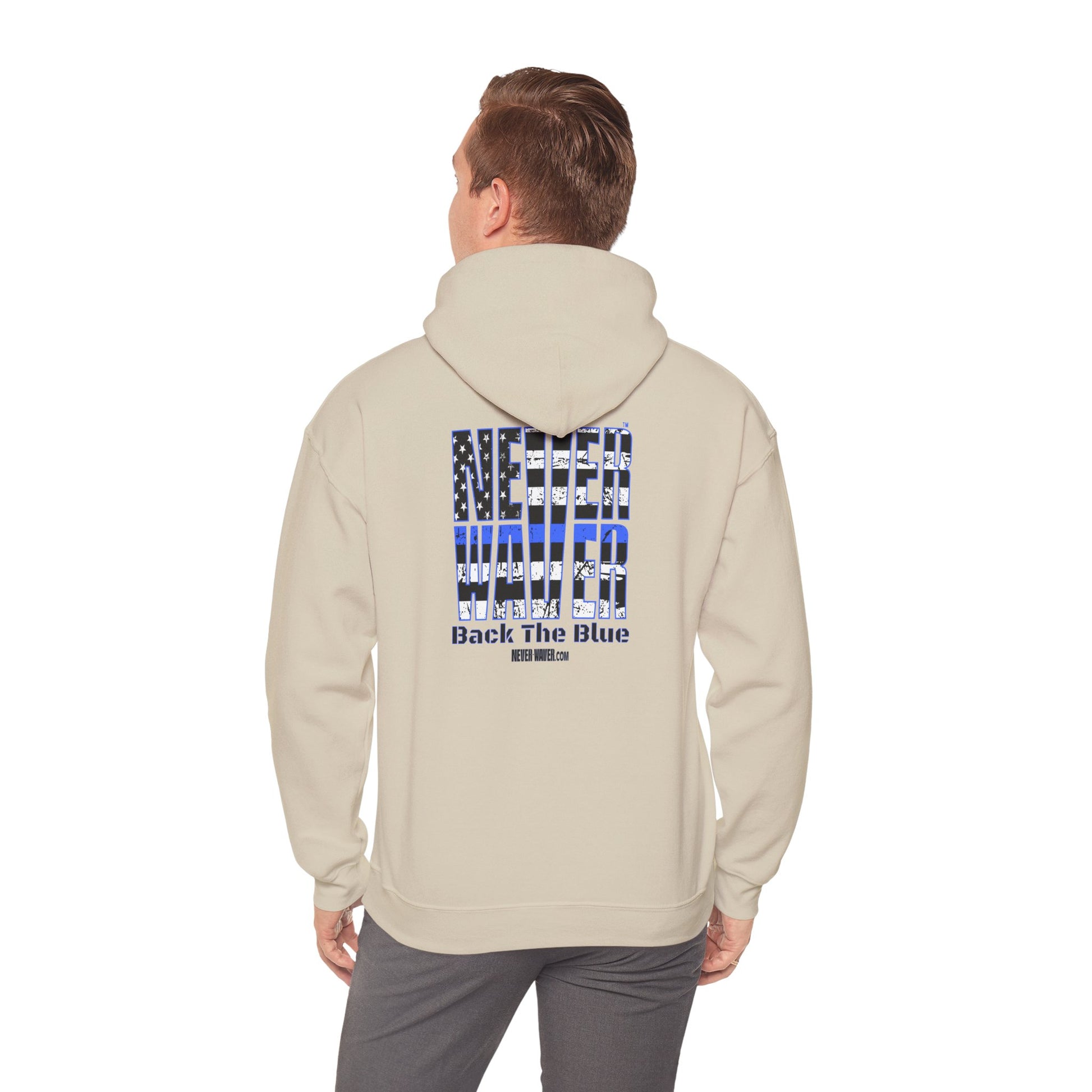 Never Waver Back The Blue Hoodie - Unisex Heavy Blend Sweatshirt - Never Waver