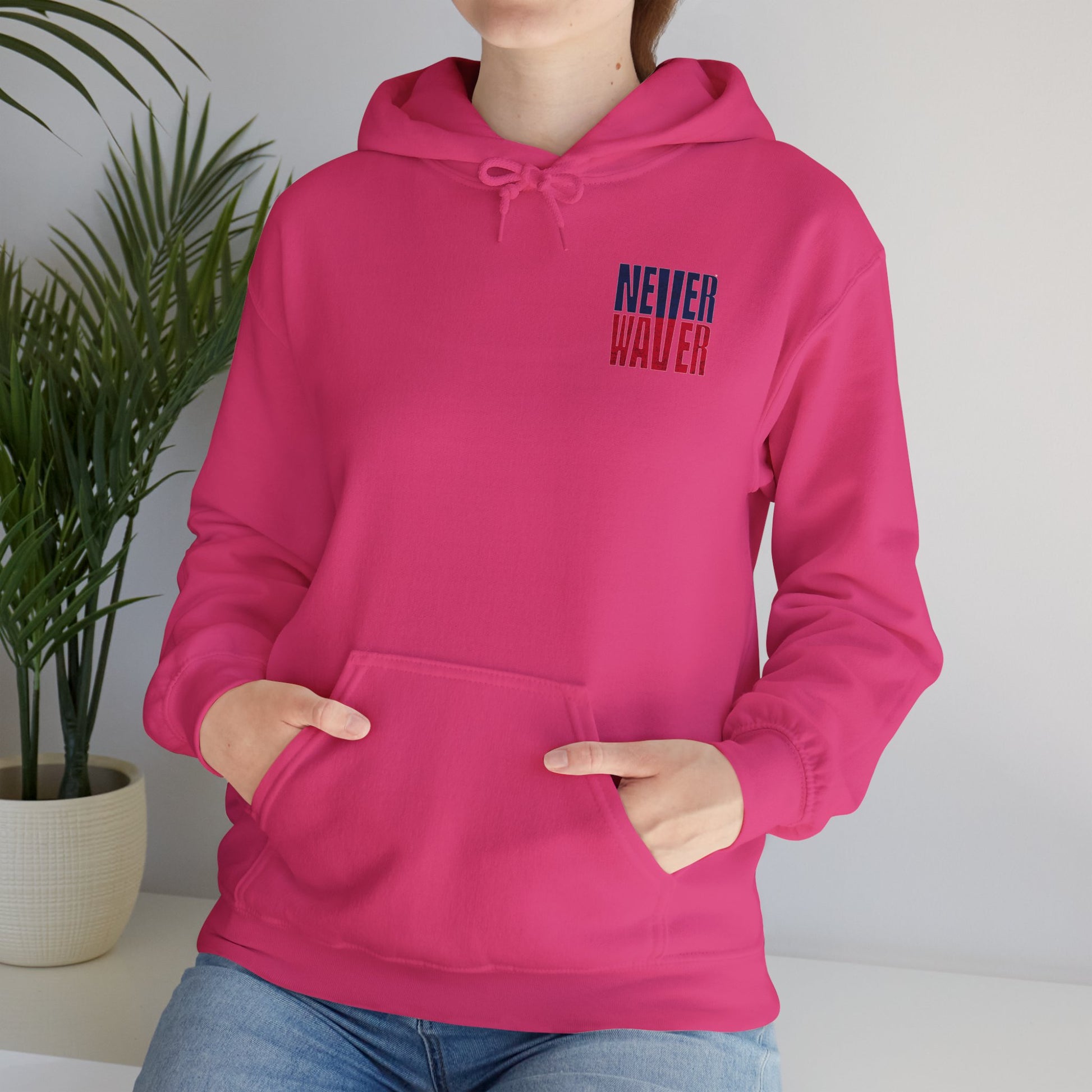 Unisex Heavy Blend™ Hooded Sweatshirt - New England Fans Never Waver w Leopard football - Never Waver