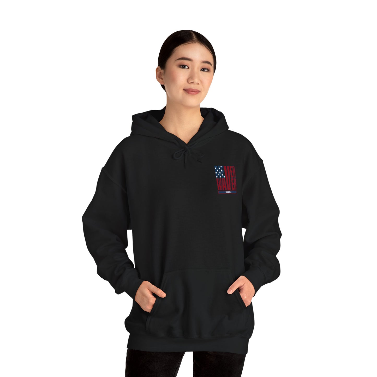 Patriotic Unisex Heavy Blend™ Hoodie - 'Never Waver Like This Mom' - Never Waver