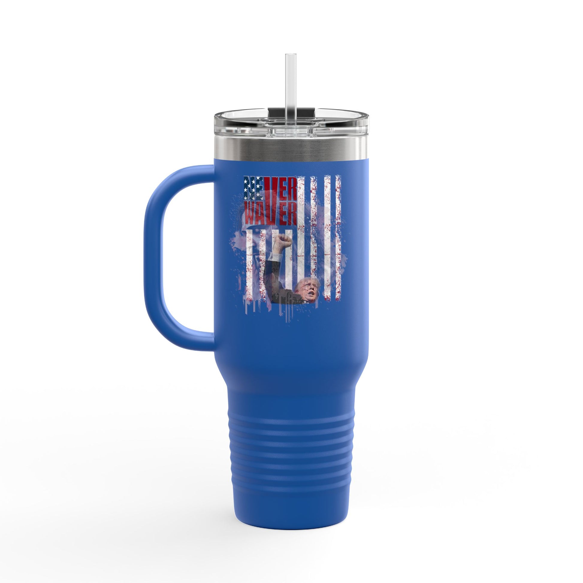 Never Waver Trump Fist Pump w Jesus Protection Insulated Travel Mug, 40oz - Never Waver