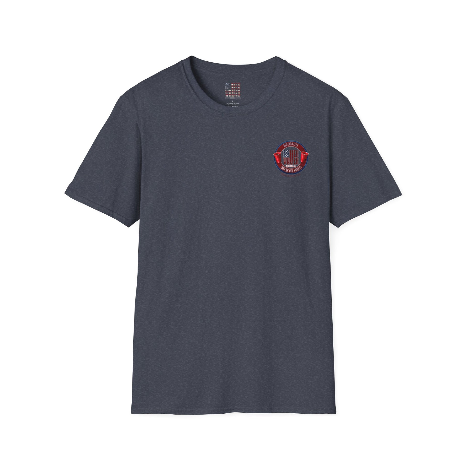 'Red Solo Cups Never Waver They Are Our Friends' with 50% of profits going to the Toby Keith Foundation. Unisex soft style T-shirt - Never Waver