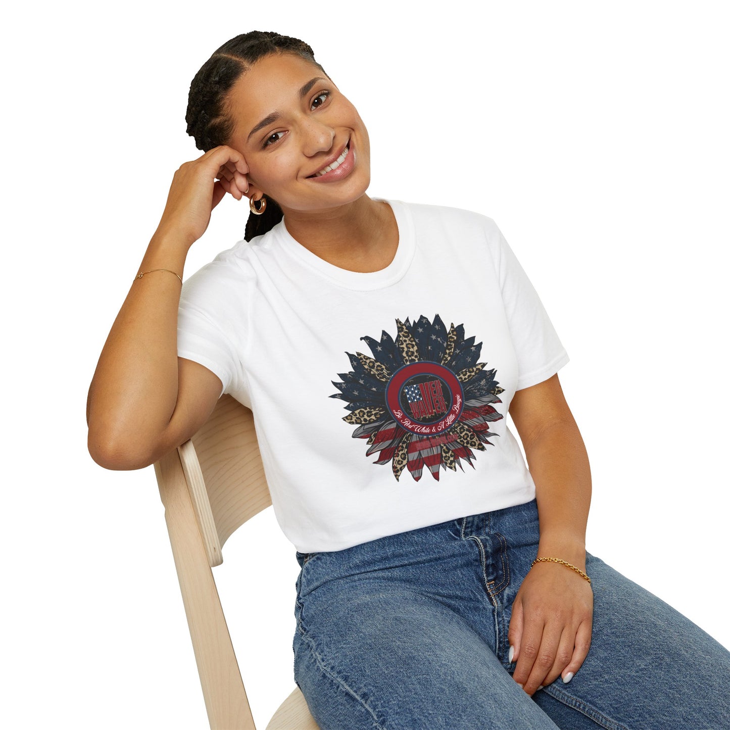 Never Waver Be Red White & a Little Bougie Unisex Softstyle T-Shirt - Never Waver