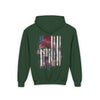 Never Waver Trump Fist Pump W Jesus Protection Vintage-Inspired Youth Hoodie with American Flag Design - Never Waver