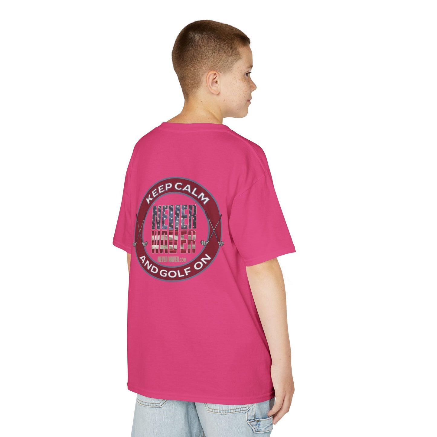 Kids Golf Tee - Keep Calm Never Waver and Golf On - Never Waver