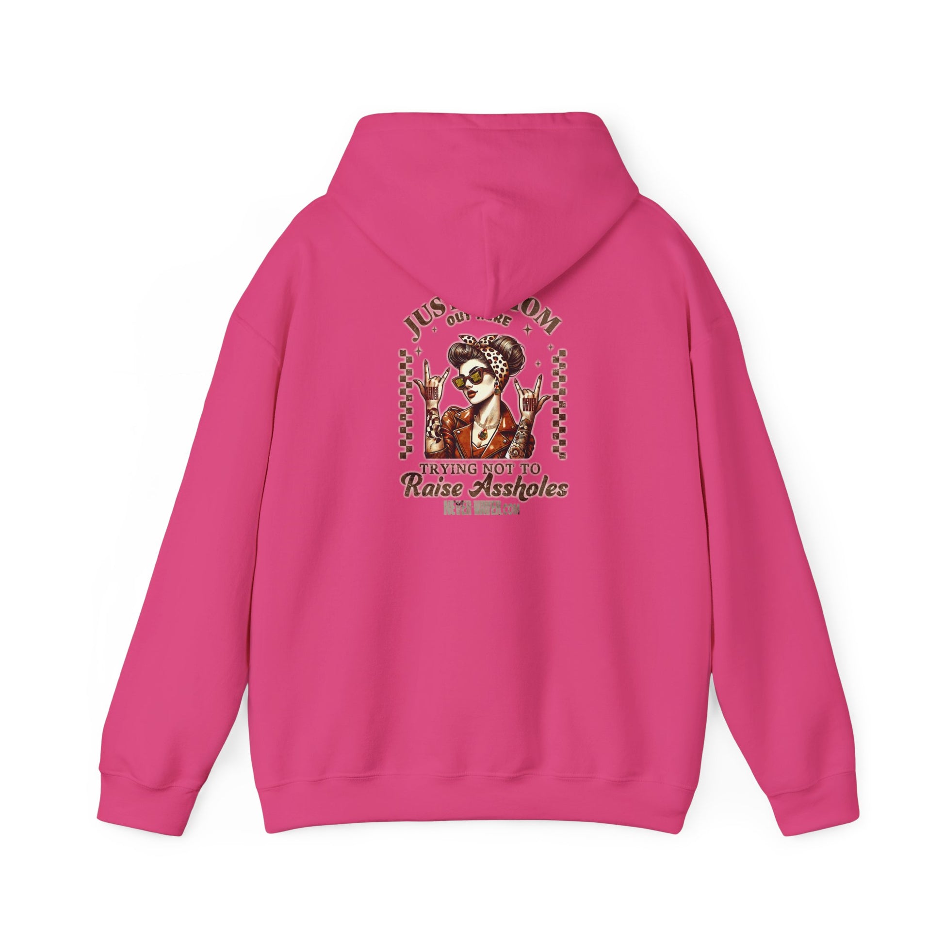 Unisex Heavy Blend™ Hoodie - 'Never Waver Just A Mom Trying Not to Raise A&&holes' - Never Waver