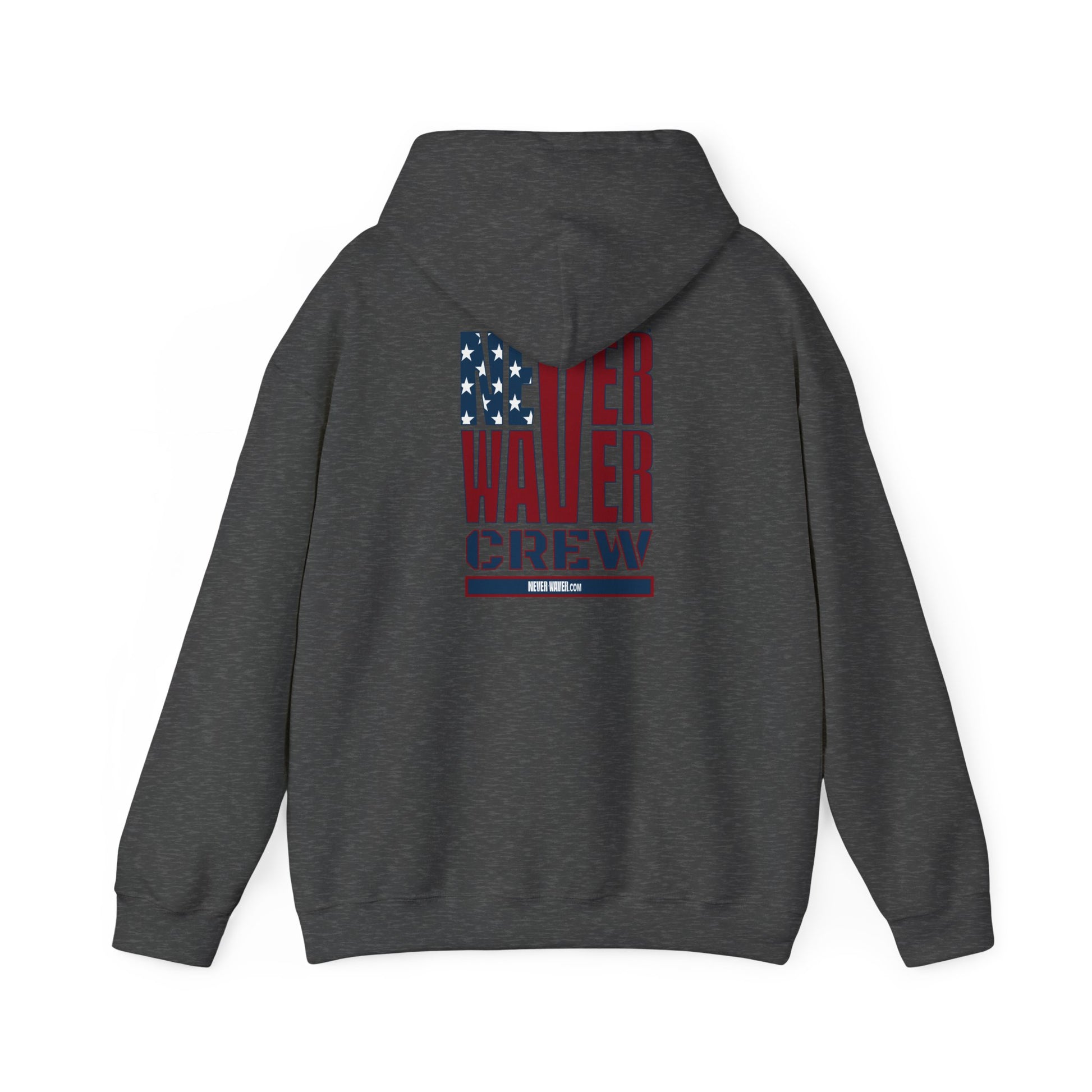 Unisex Heavy Blend™ Hooded Sweatshirt - Never Waver Crew with  American Flag Design - Never Waver