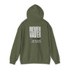 Never Waver” Jesus a bold, eye-catching design that reflects a steadfast faith and confidence in Christ. Hoodie - Unisex Heavy Blend™ Sweatshirt - Never Waver