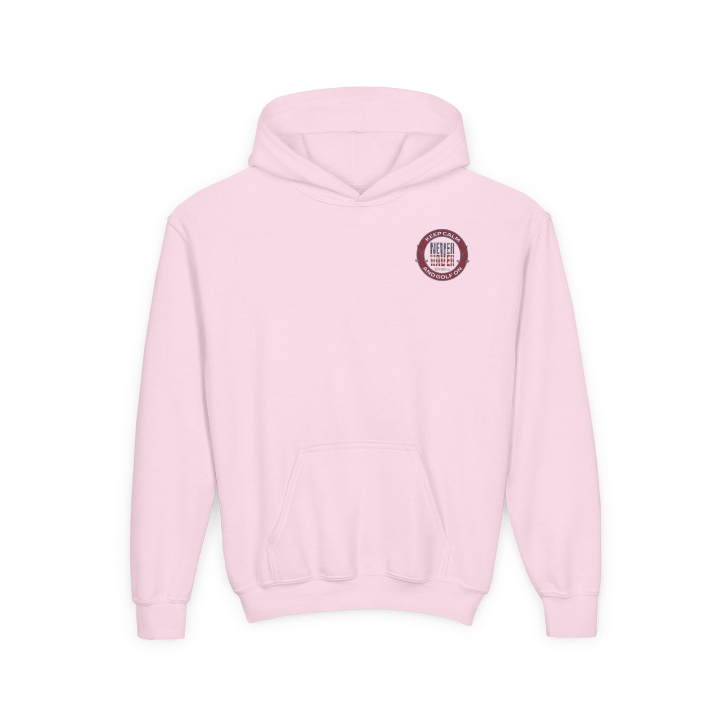 Youth Golf Hoodie - "Keep Calm Never Waver and Golf On" Sweatshirt for Young Golfers - Never Waver