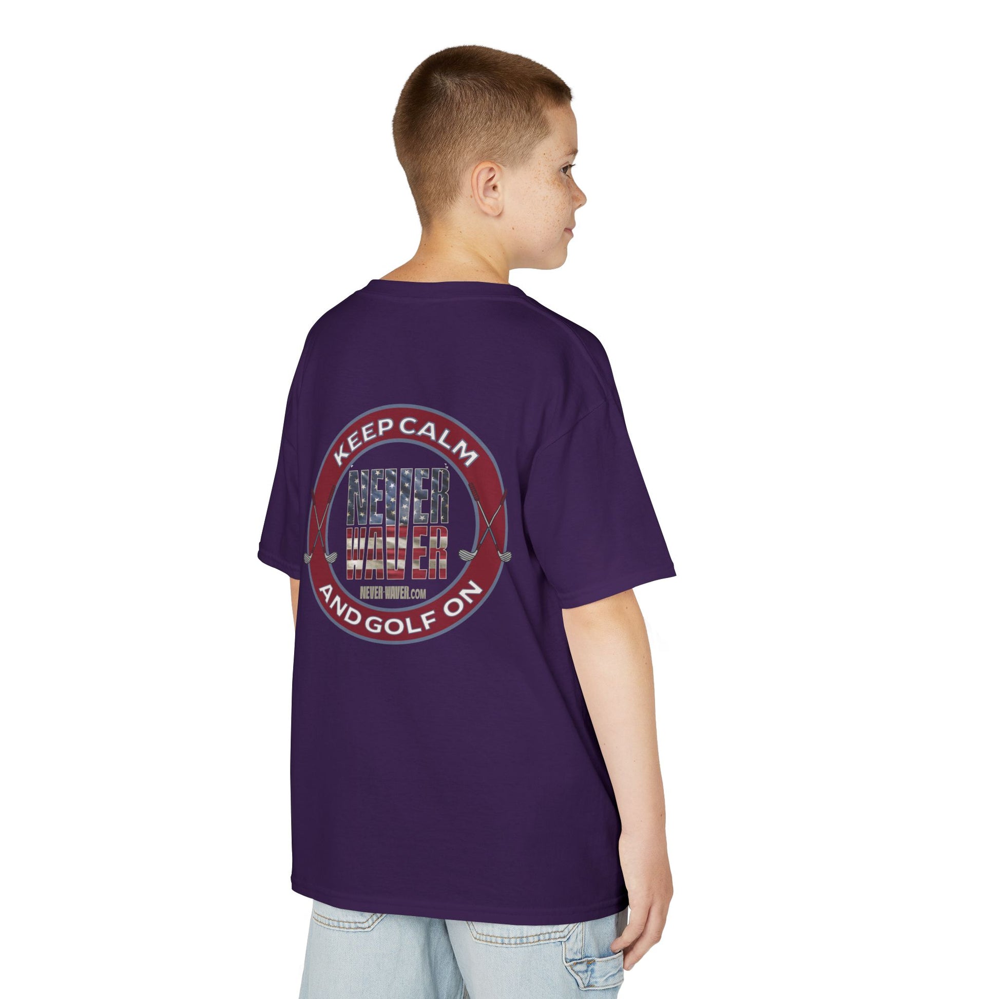 Kids Golf Tee - Keep Calm Never Waver and Golf On - Never Waver