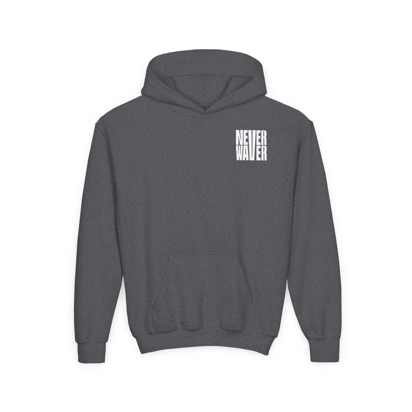 Youth Jesus Hoodie - "Never Waver” Jesus bold, eye-catching design that reflects a steadfast faith and confidence in Christ. " Sweatshirt for Young Jesus Lovers - Never Waver