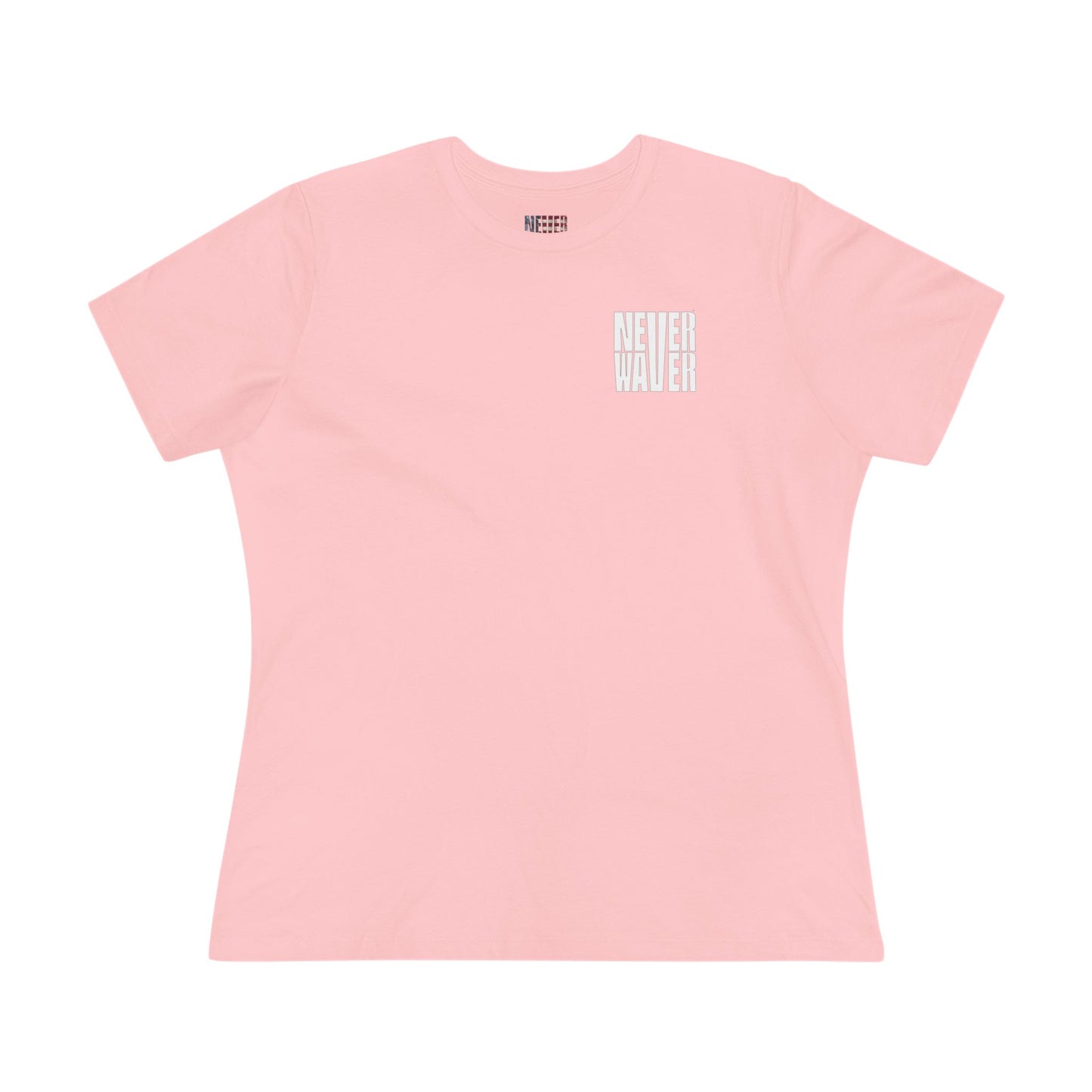 Never Waver” Jesus bold, eye-catching design that reflects a steadfast faith and confidence in Christ. Women's Cotton Tee - Never Waver