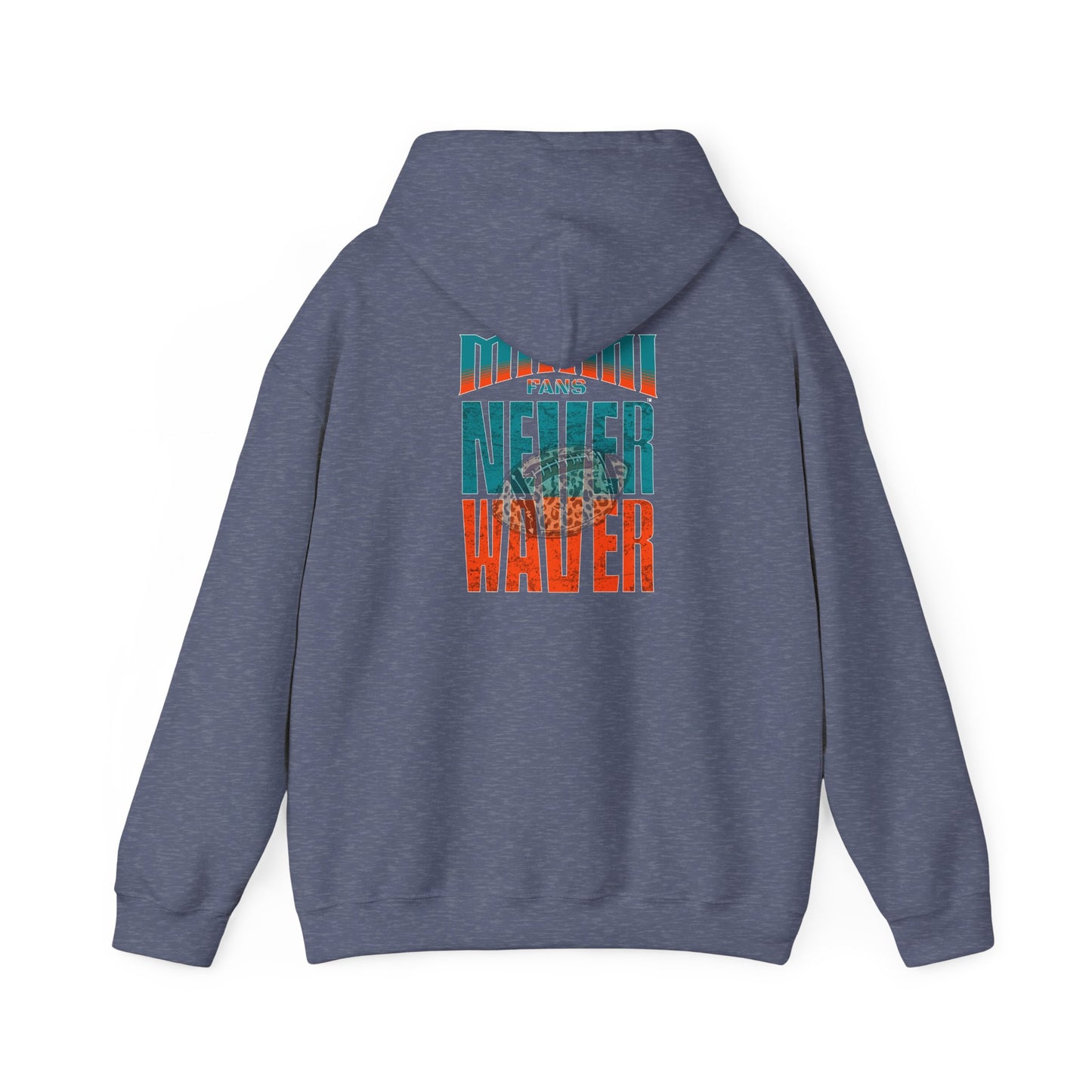 Unisex Heavy Blend™ Hooded Sweatshirt -Miami Fans  NEVER WAVER w Leopard Football | Cozy Streetwear for Every Day - Never Waver
