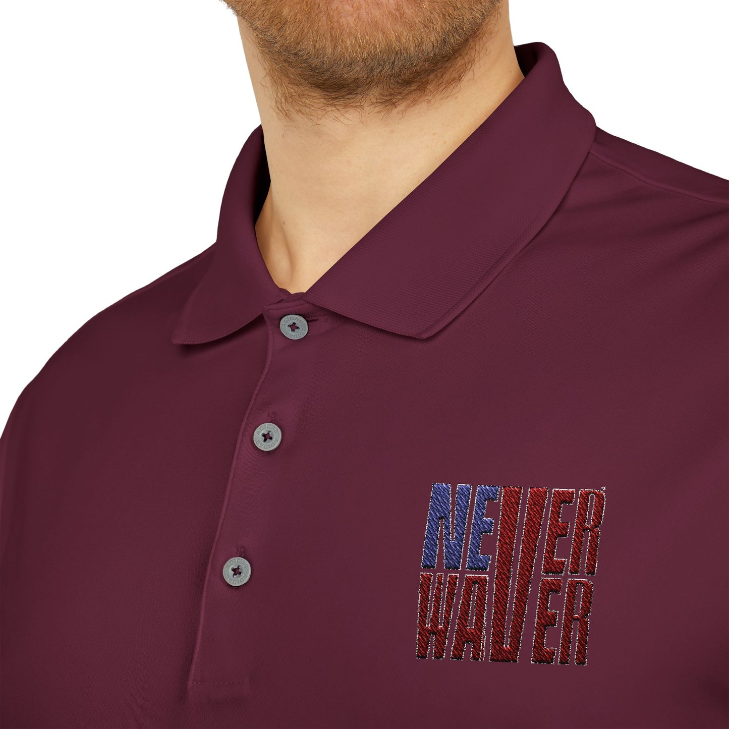 Never Waver Embroidered adidas Unisex Performance Polo - Never Waver