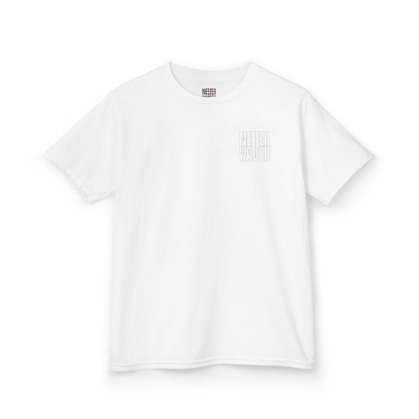 Kids Golf Tee -Never Waver” Jesus a bold, eye-catching design that reflects a steadfast faith and confidence in Christ. - Never Waver