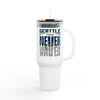 Seattle Fans Never Waver W-Leopard Football Insulated Travel Mug, 40oz - Never Waver