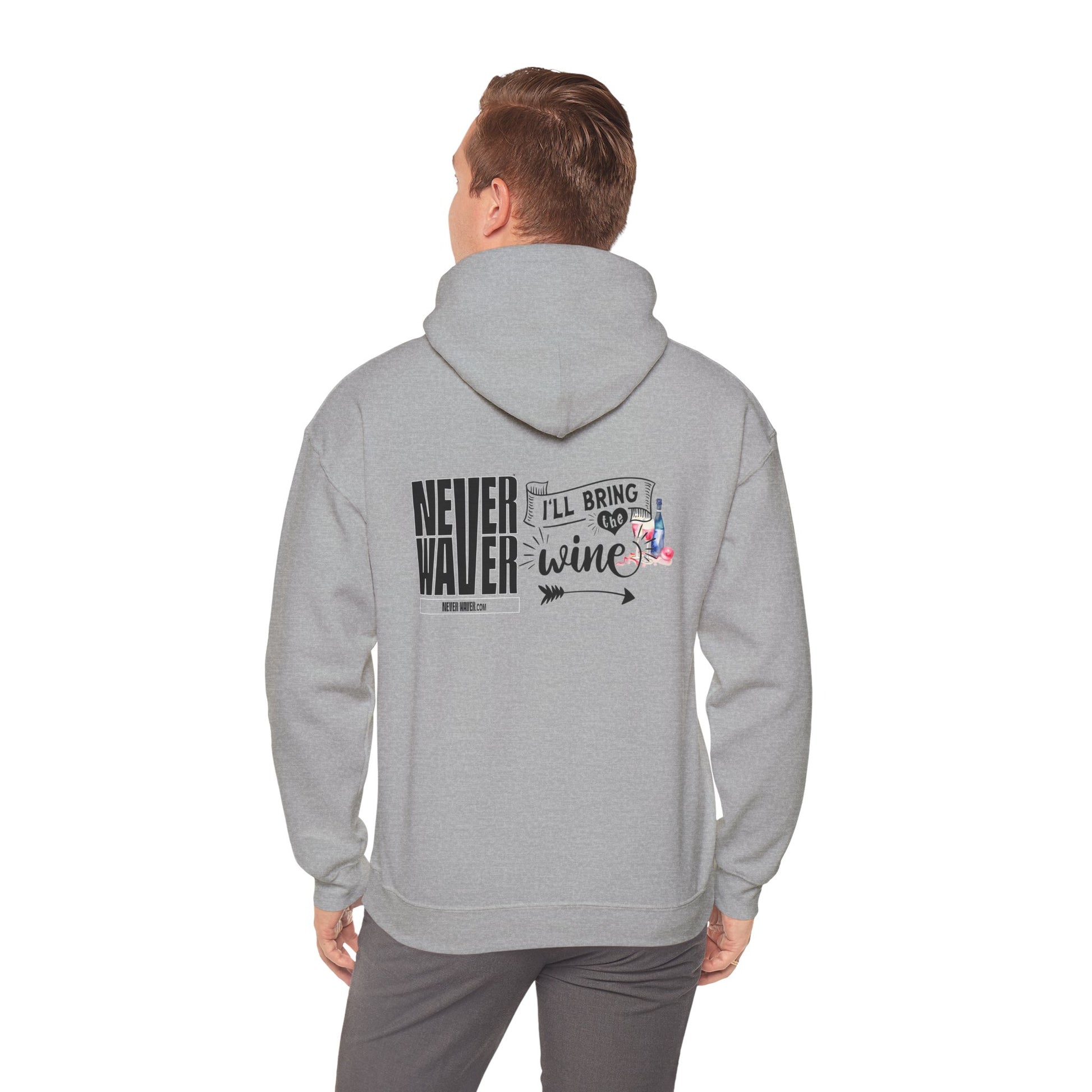 Unisex Heavy Blend™ Hooded Sweatshirt - "Never Waver I'll Bring The Wine" Inspirational Hoodie - Never Waver