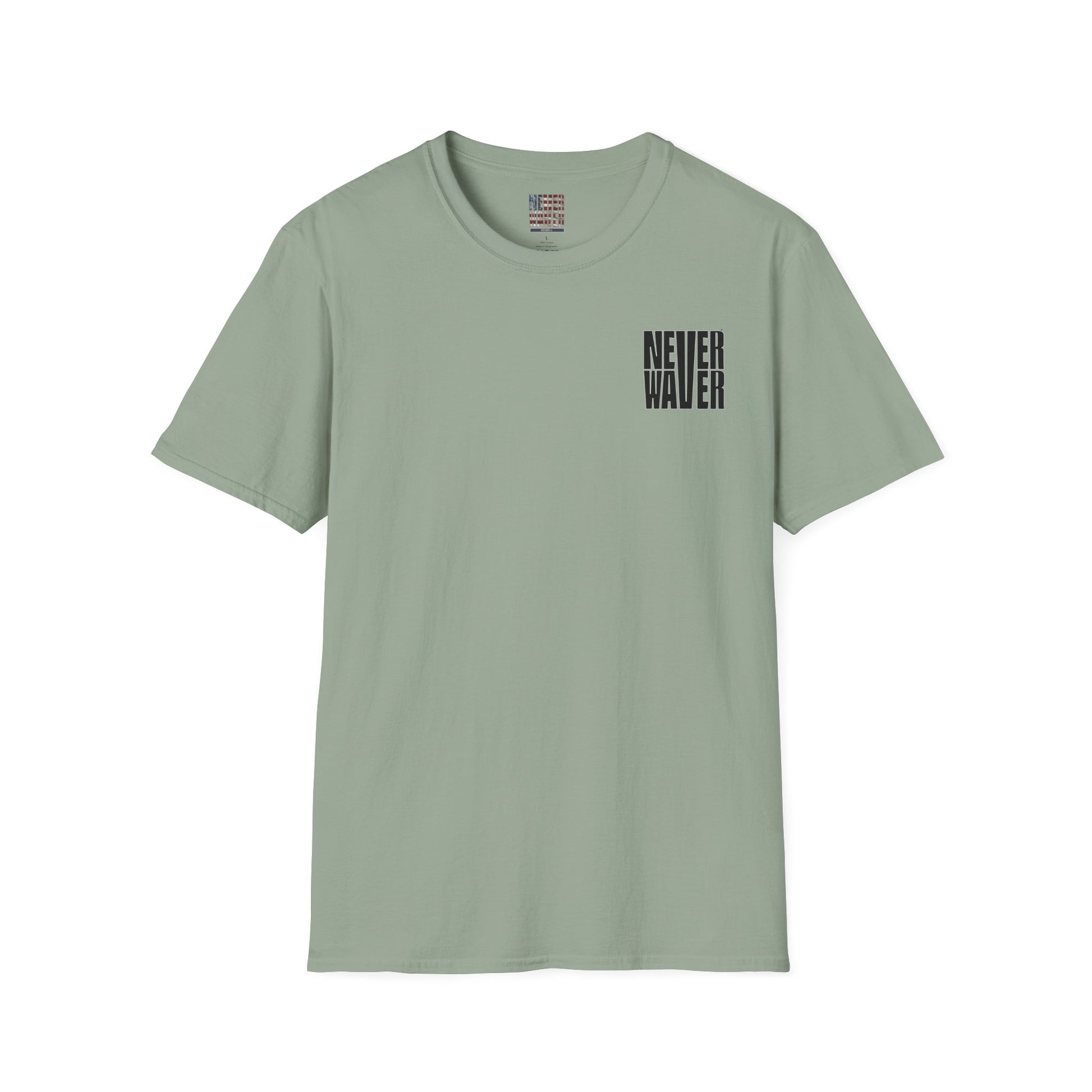 Never Waver” Jesus a bold, eye-catching design that reflects a steadfast faith and confidence in Christ. Unisex Soft style T-Shirt - Never Waver