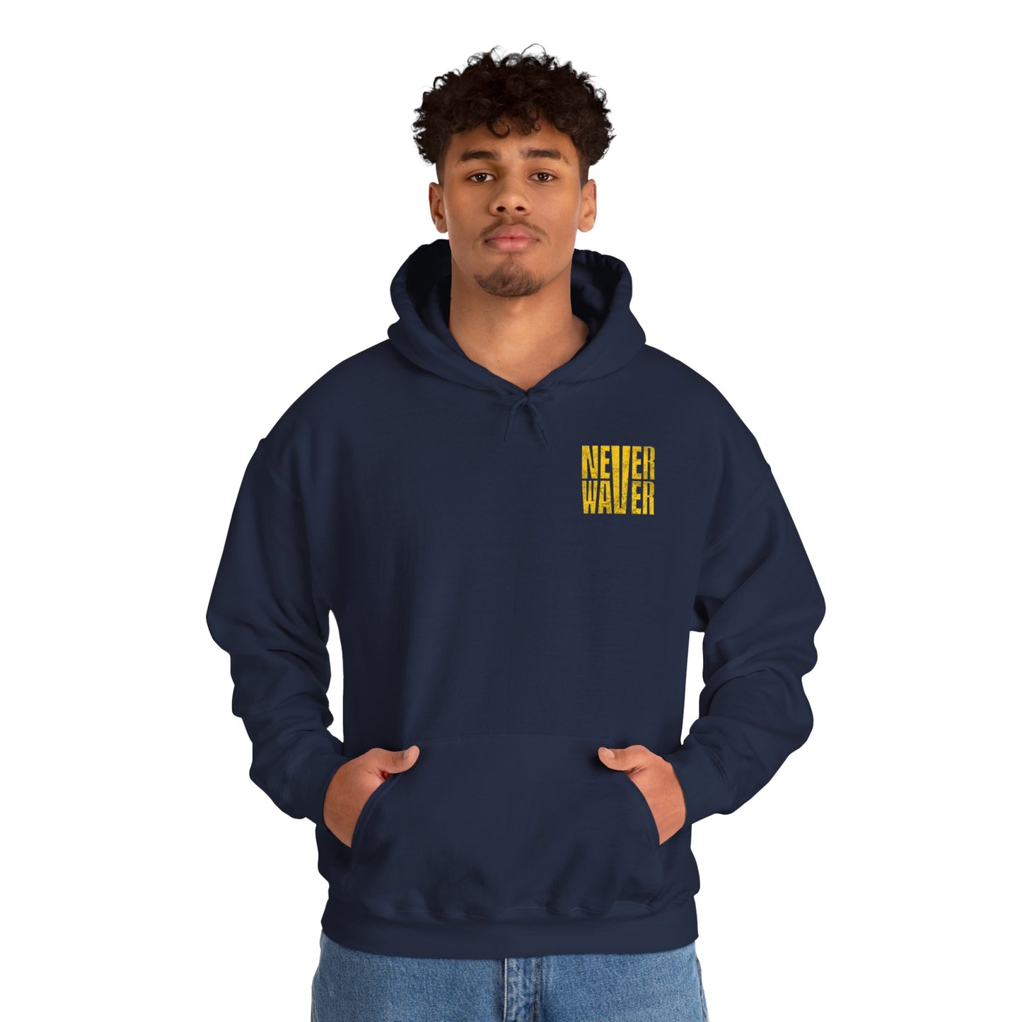 Los Angeles Fans Never Waver w Leopard Football Unisex Heavy Blend™ Hooded Sweatshirt - Cozy, Motivational Apparel for Everyday Wear