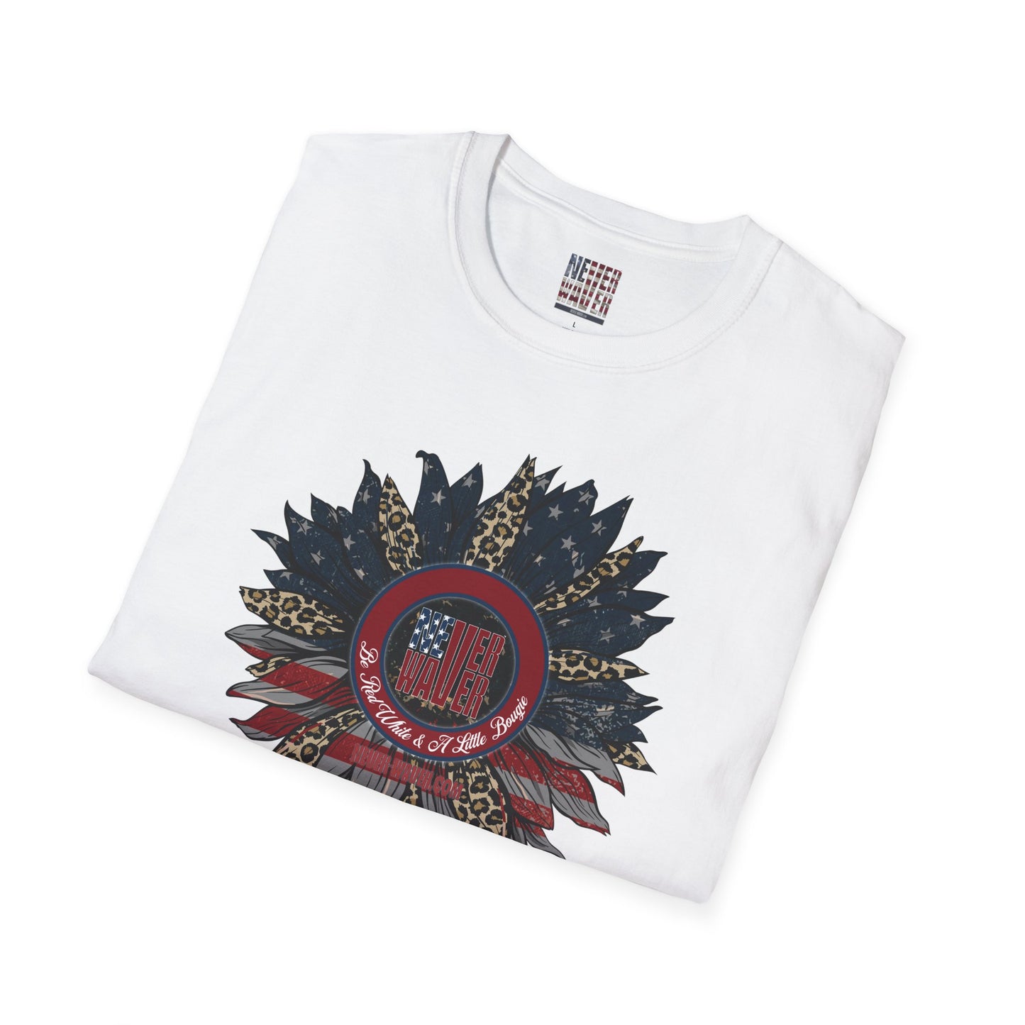 Never Waver Be Red White & a Little Bougie Unisex Softstyle T-Shirt - Never Waver