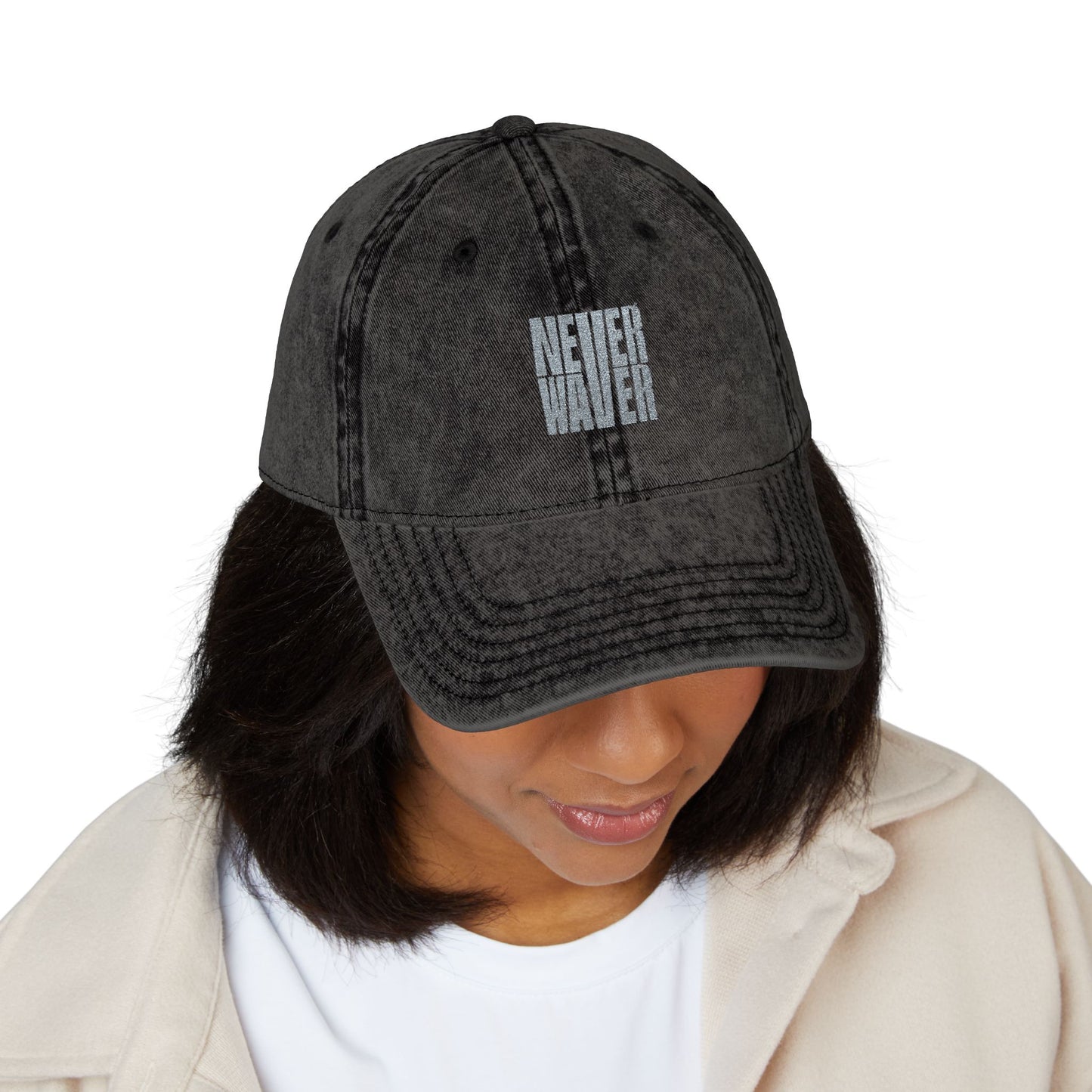Vintage Embroidered Cap - 'Never Waver' Hat for Trendsetters