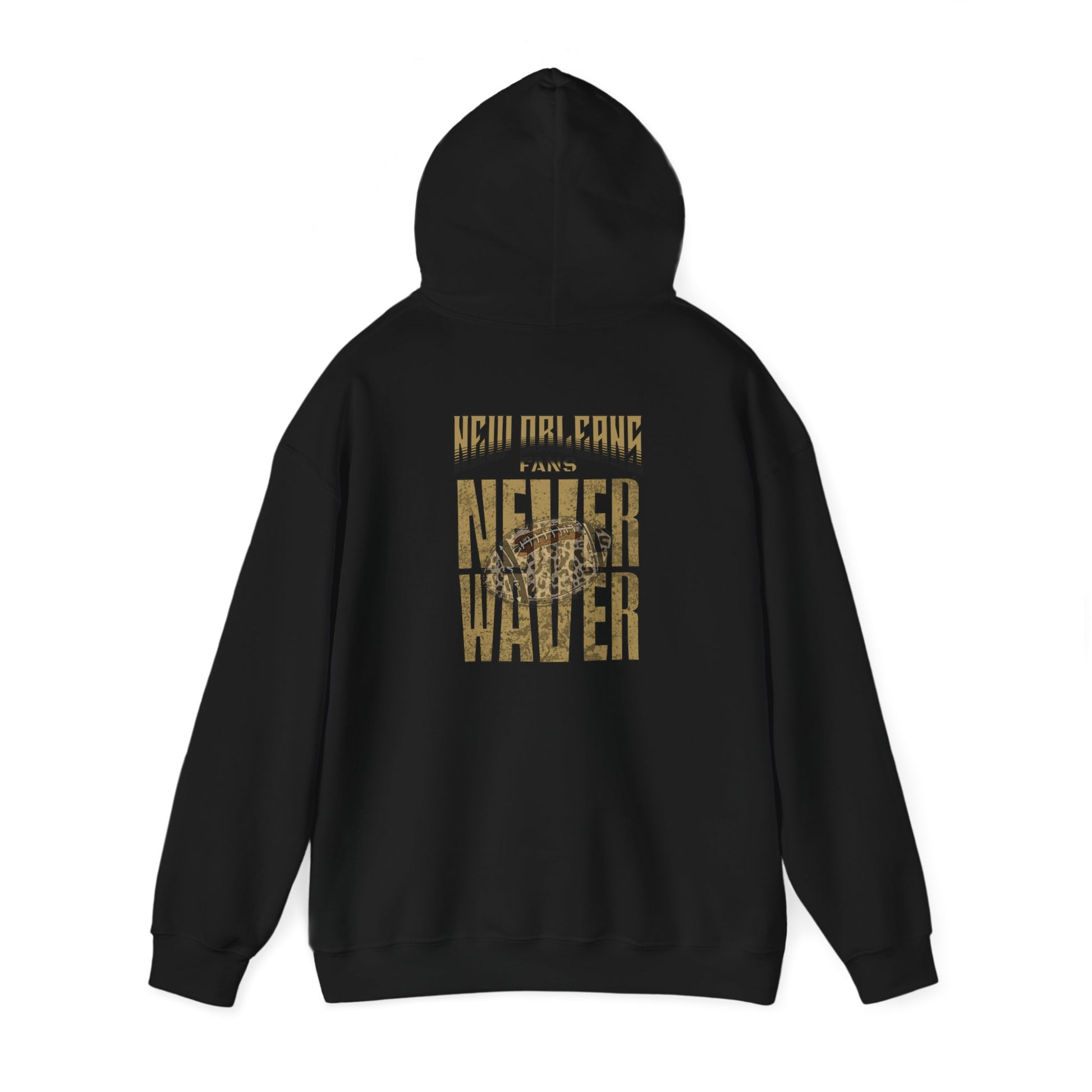 New Orleans Fans Never Waver W Leopard Football Hoodie - Unisex Heavy Blend™ Sweatshirt for Fans - Never Waver
