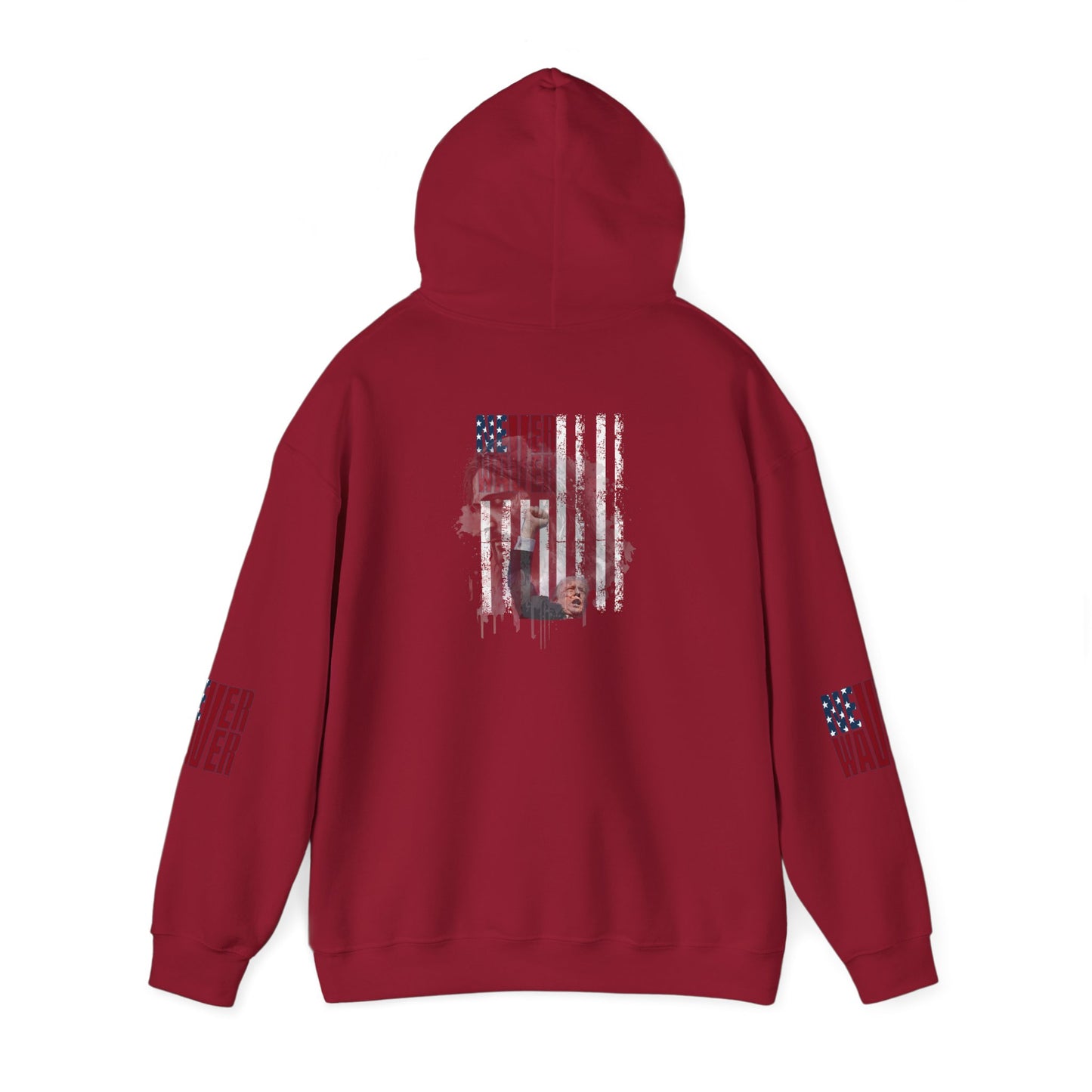 Unisex Heavy Blend™ Hooded Sweatshirt - Stylish Comfort with 'Never Waver Trump Fist Pump W Jesus  Protection' Design - Never Waver