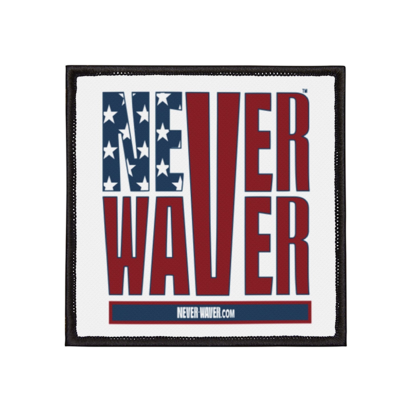 Patriotic Iron-On Patch - 'Never Waver' USA Flag Design for Jackets, Bags, and More - Never Waver