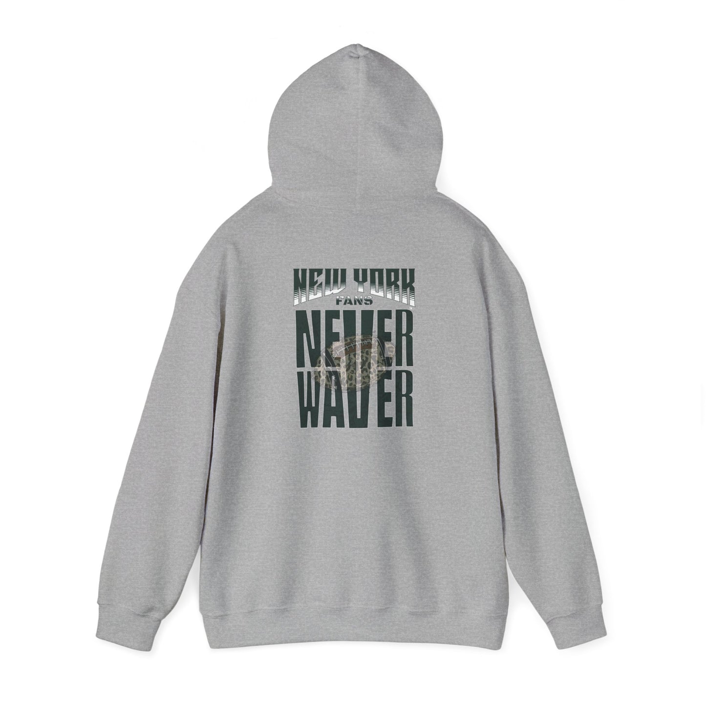 New York Fans Never Waver W Leopard Football Unisex Heavy Blend™ Hooded Sweatshirt - Never Waver