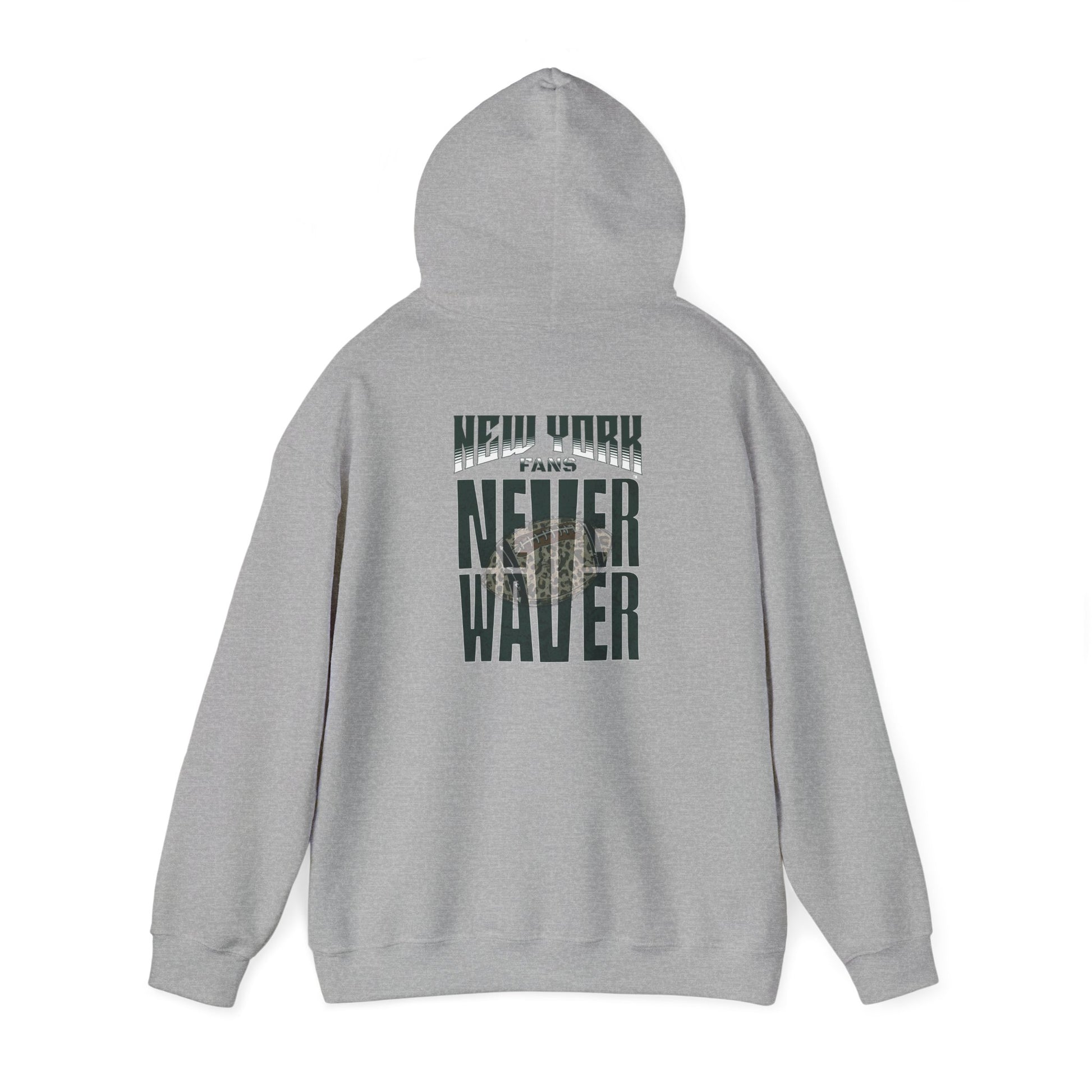 New York Fans Never Waver W Leopard Football Unisex Heavy Blend™ Hooded Sweatshirt - Never Waver
