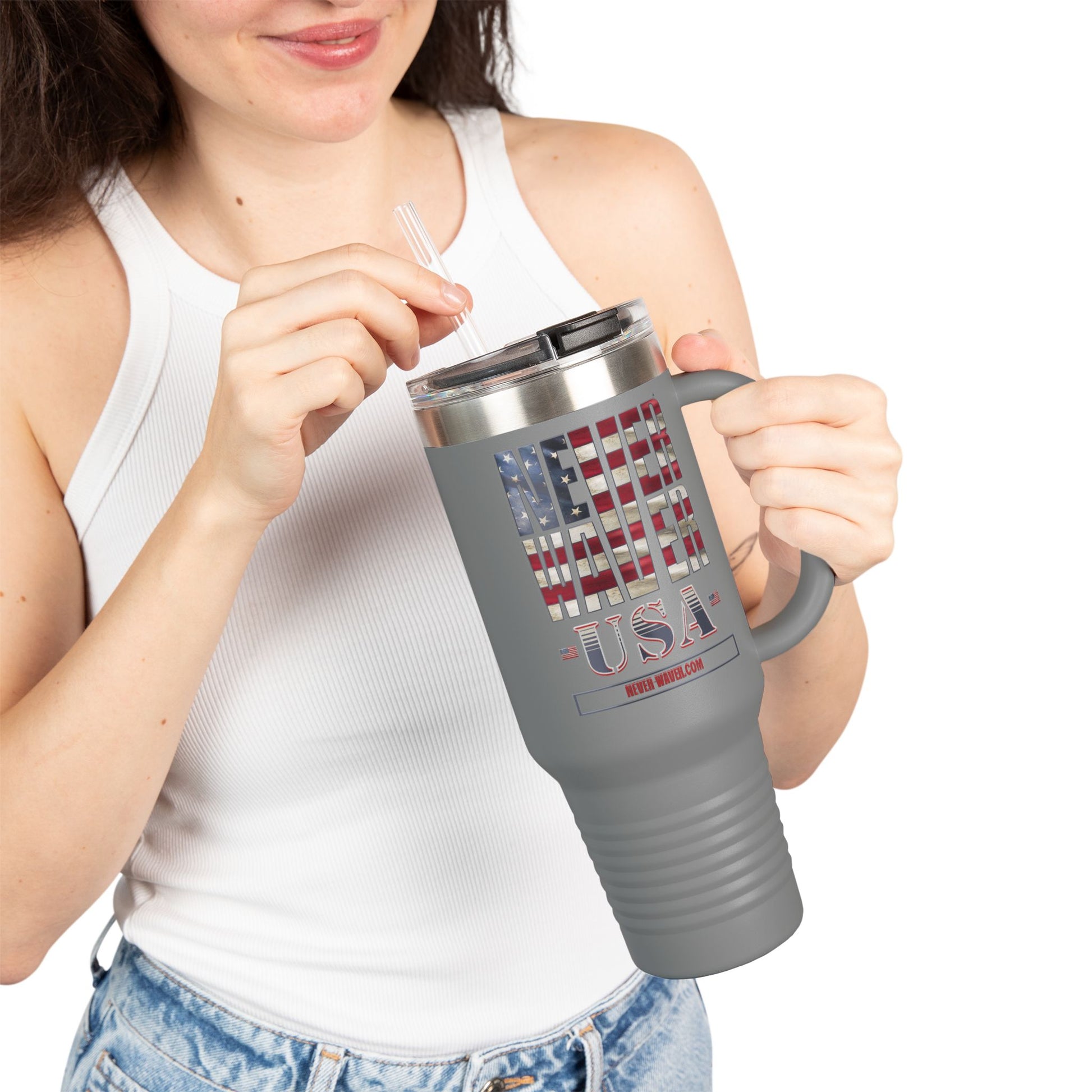 Never   Waver USA Insulated Travel Mug, 40oz - Never Waver