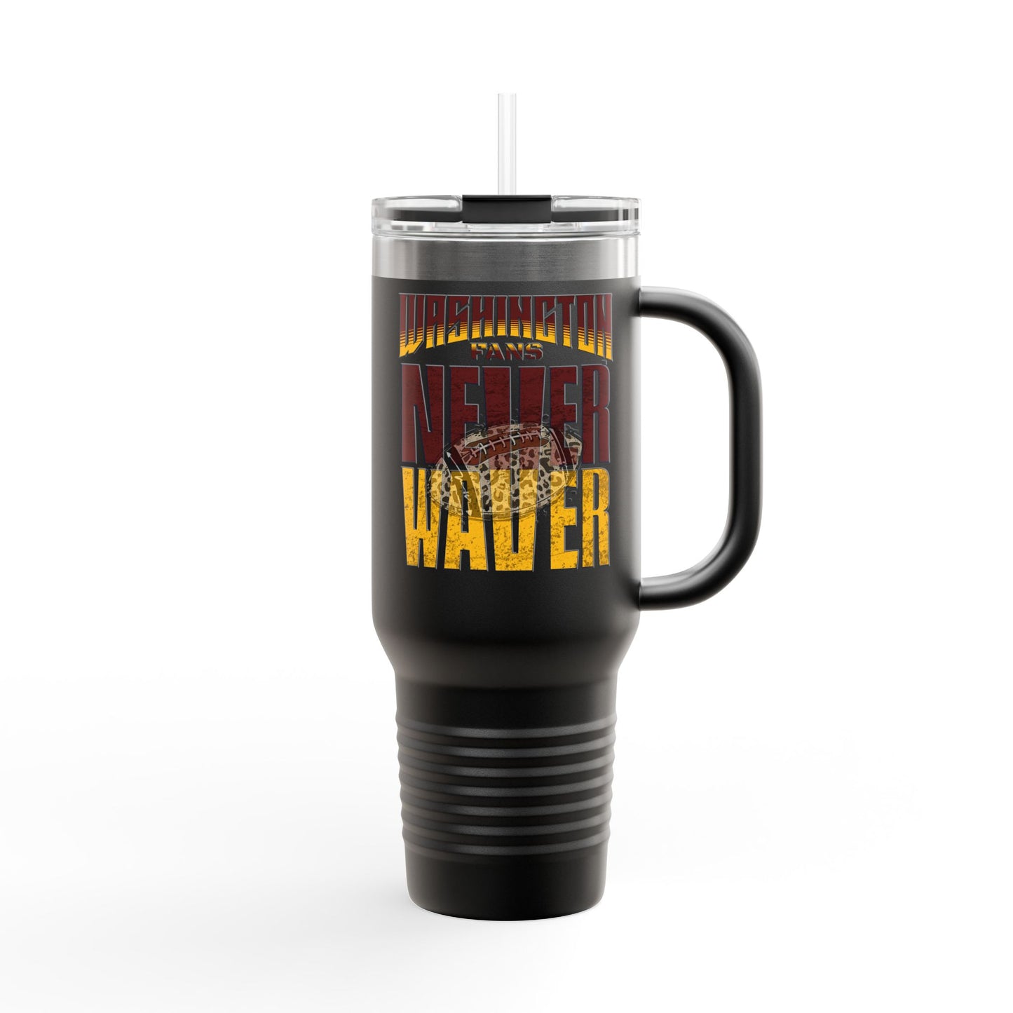 Washington Fans Never Waver W-Leopard Football Insulated Travel Mug, 40oz - Never Waver
