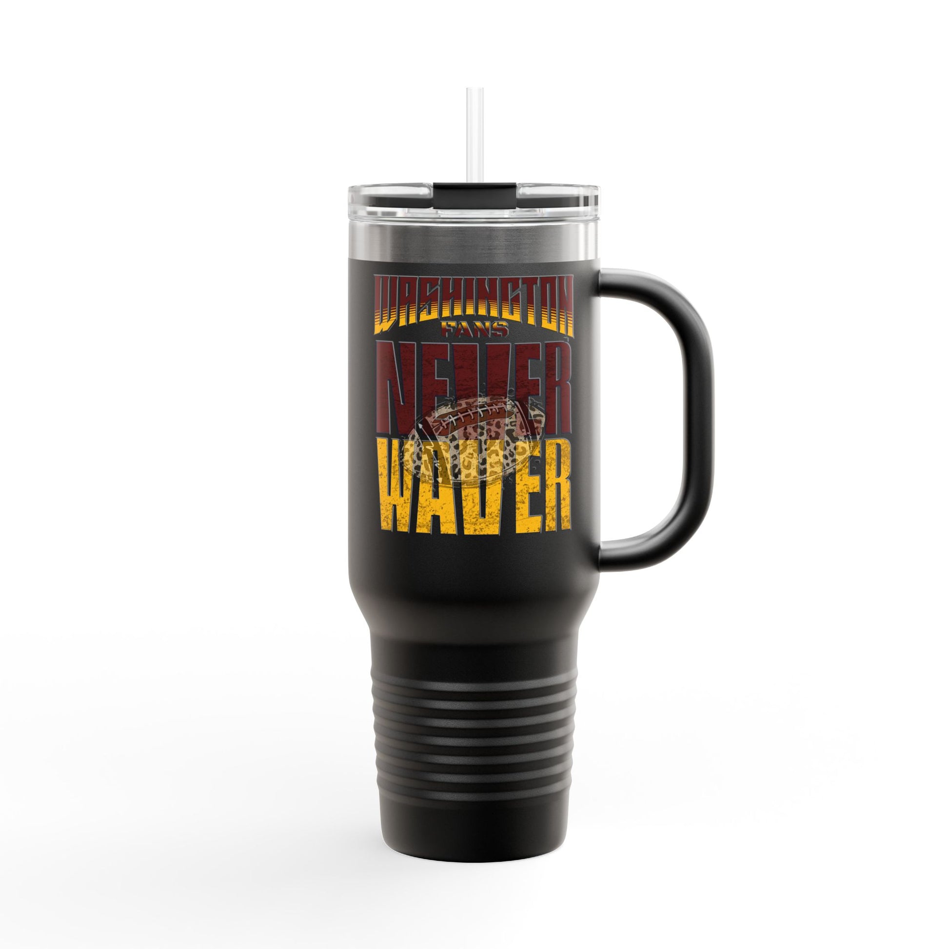 Washington Fans Never Waver W-Leopard Football Insulated Travel Mug, 40oz - Never Waver