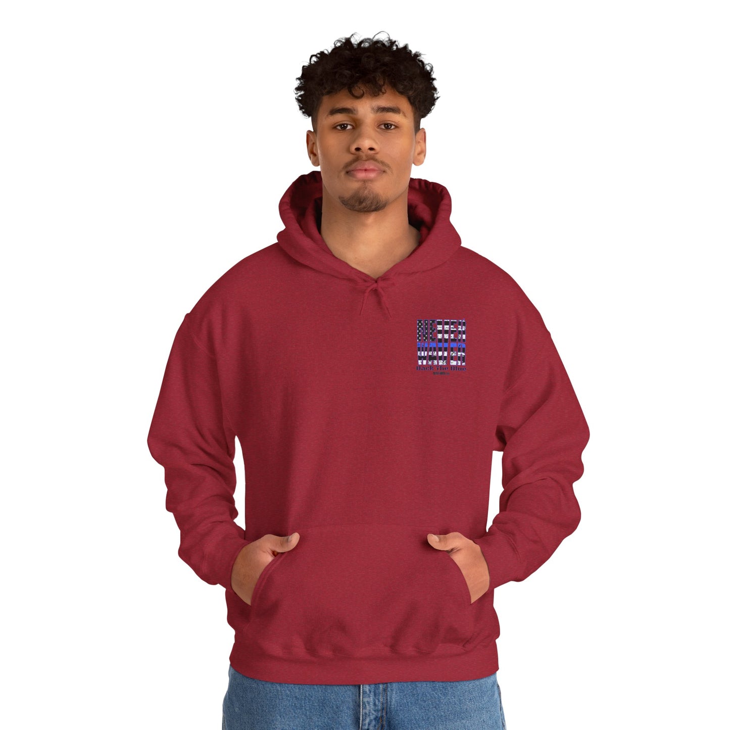 Never Waver Back The Blue Hoodie - Unisex Heavy Blend Sweatshirt - Never Waver