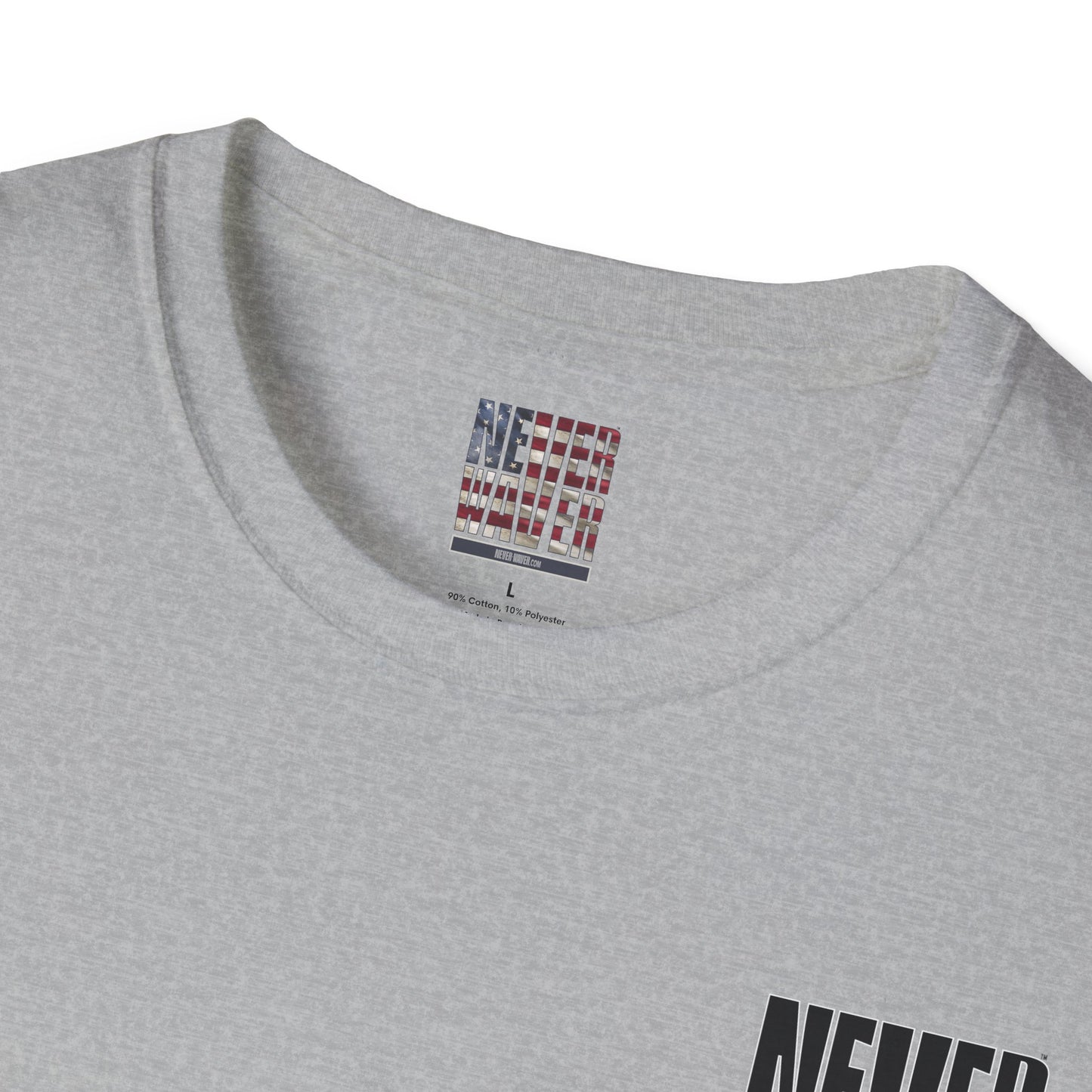 Never Waver” Jesus a bold, eye-catching design that reflects a steadfast faith and confidence in Christ. Unisex Soft style T-Shirt - Never Waver