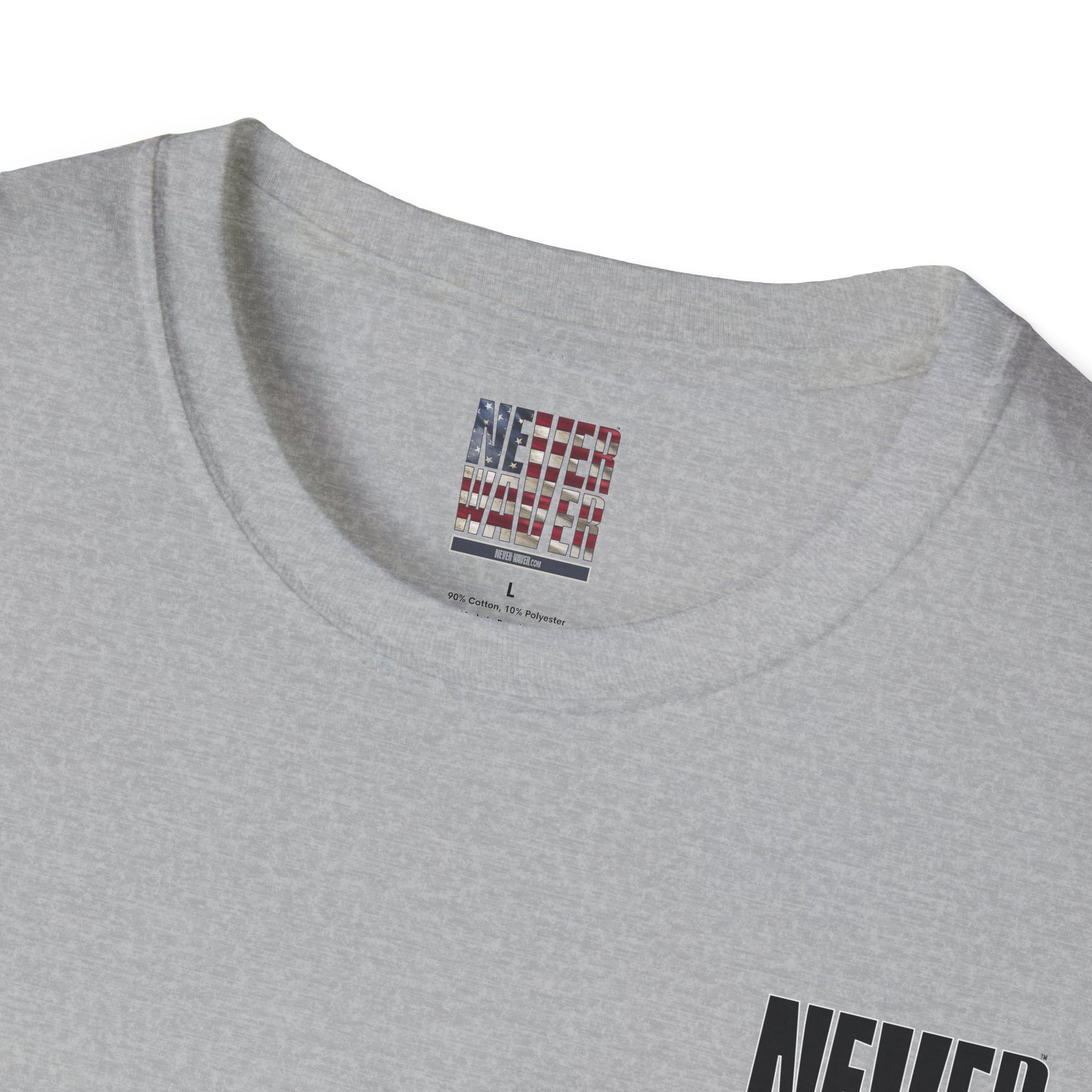 Never Waver” Jesus a bold, eye-catching design that reflects a steadfast faith and confidence in Christ. Unisex Soft style T-Shirt - Never Waver