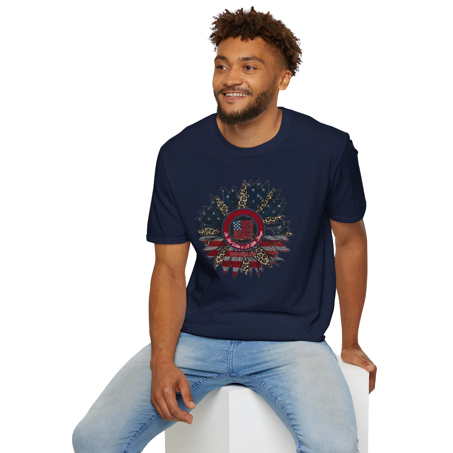 Never Waver Be Red White & a Little Bougie Unisex Softstyle T-Shirt - Never Waver