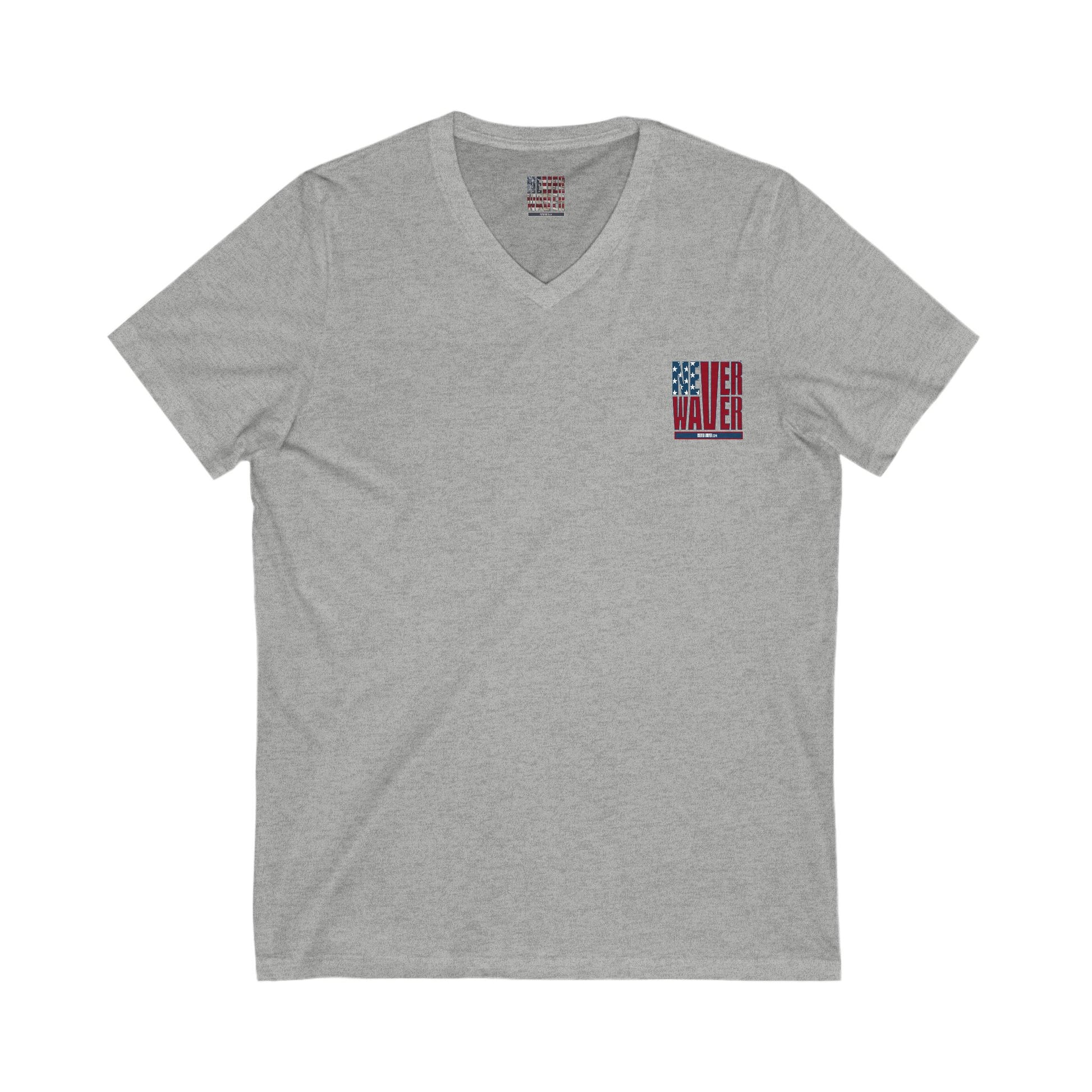 Never Waver Like This Mom V-Neck Tee for Moms - Patriotic Short Sleeve Shirt - Never Waver