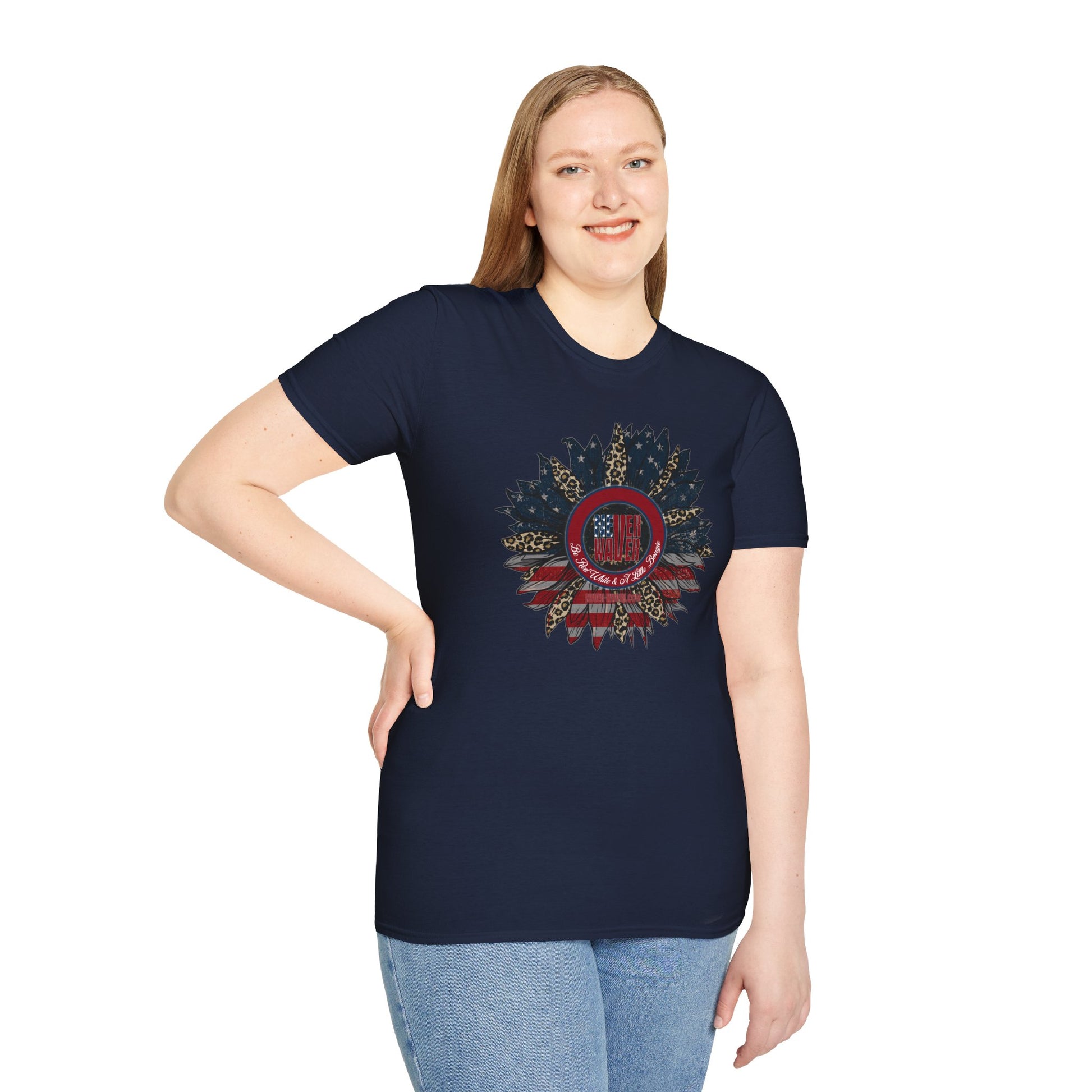 Never Waver Be Red White & a Little Bougie Unisex Softstyle T-Shirt - Never Waver