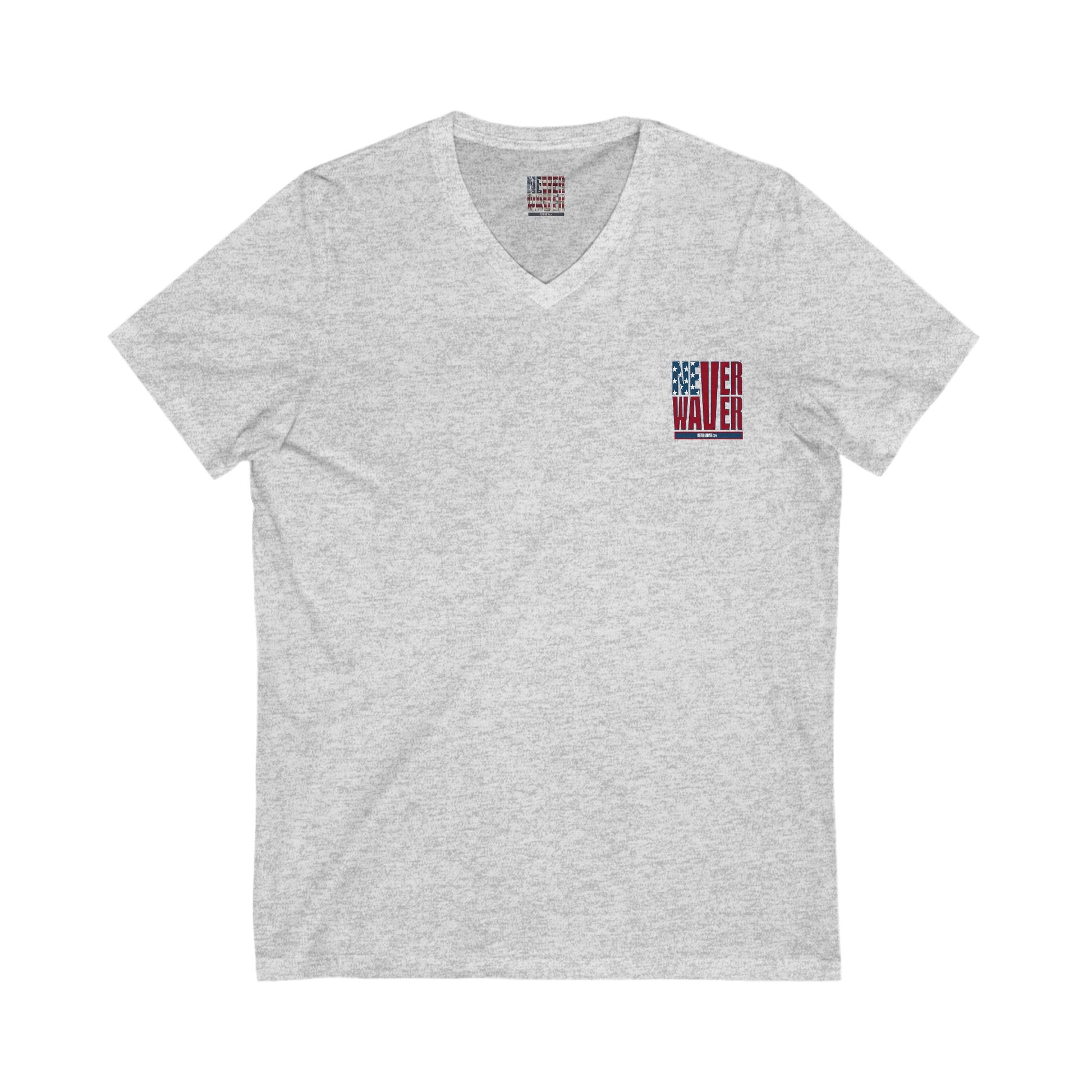 Never Waver Like This Mom V-Neck Tee for Moms - Patriotic Short Sleeve Shirt - Never Waver
