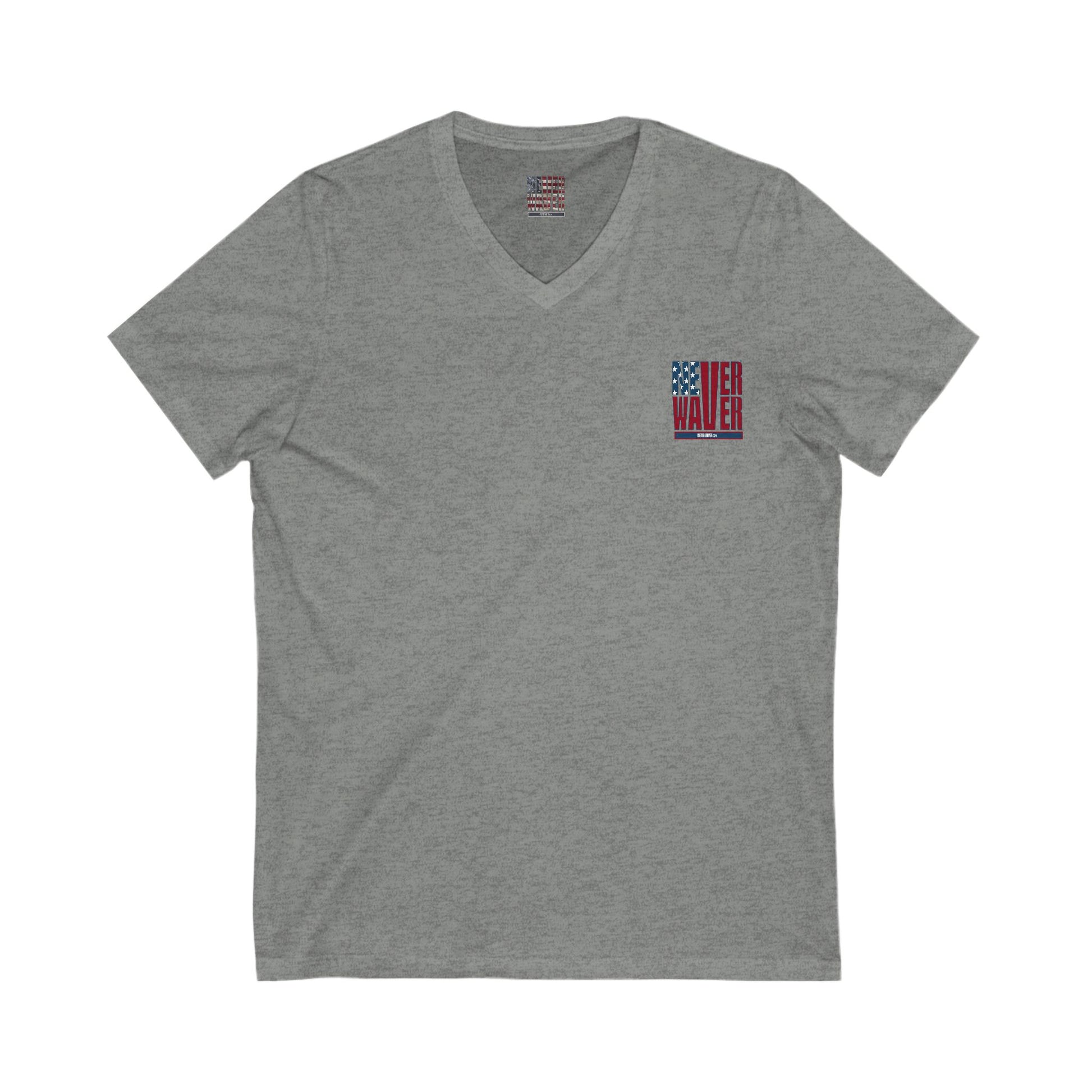 Never Waver Like This Mom V-Neck Tee for Moms - Patriotic Short Sleeve Shirt - Never Waver