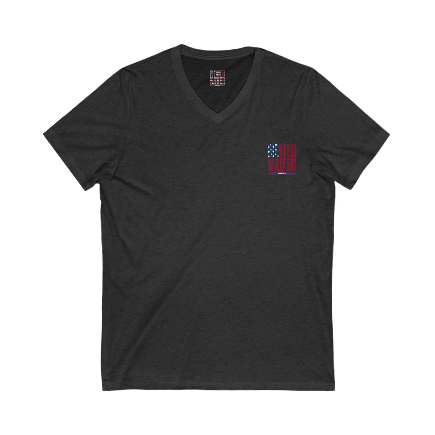 Never Waver Like This Mom V-Neck Tee for Moms - Patriotic Short Sleeve Shirt - Never Waver