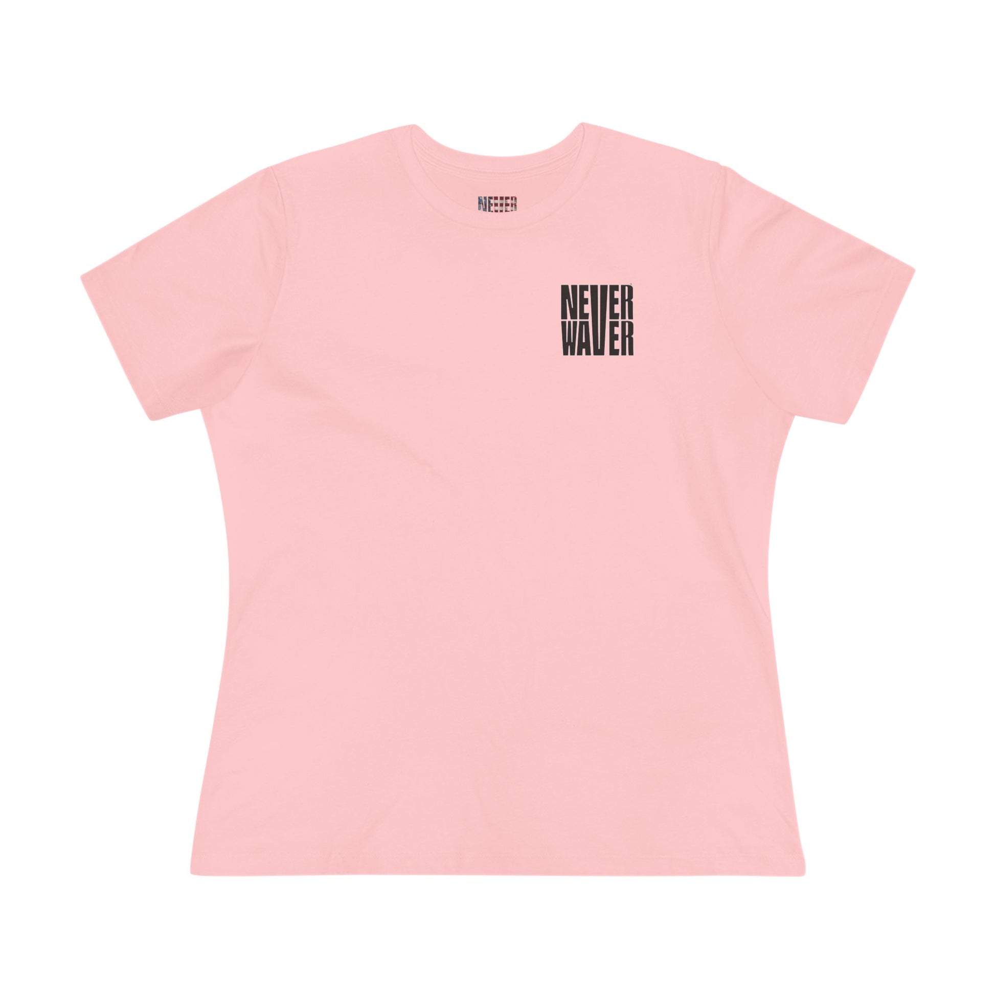 Never Waver” Jesus t-shirt might feature a bold, eye-catching design that reflects a steadfast faith and confidence in Christ.  Women's Cotton Tee - Never Waver