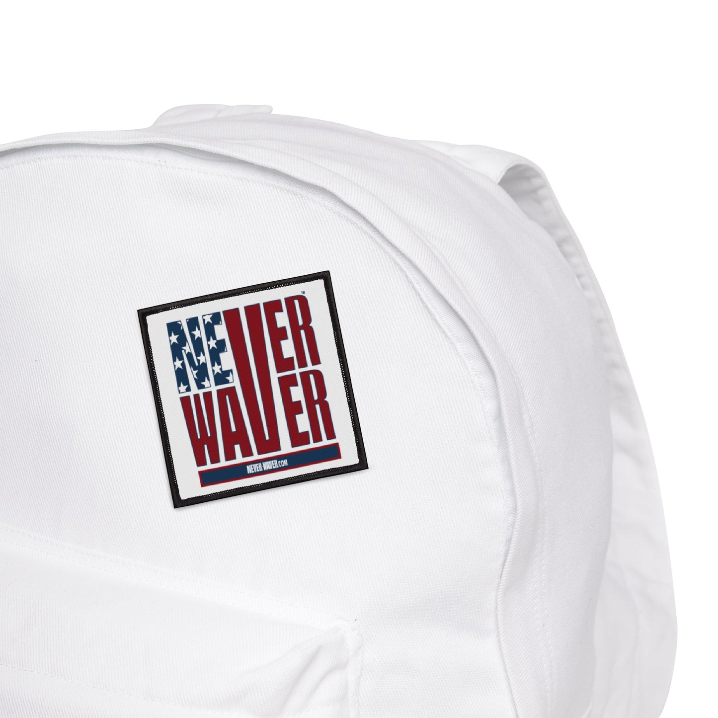 Patriotic Iron-On Patch - 'Never Waver' USA Flag Design for Jackets, Bags, and More - Never Waver