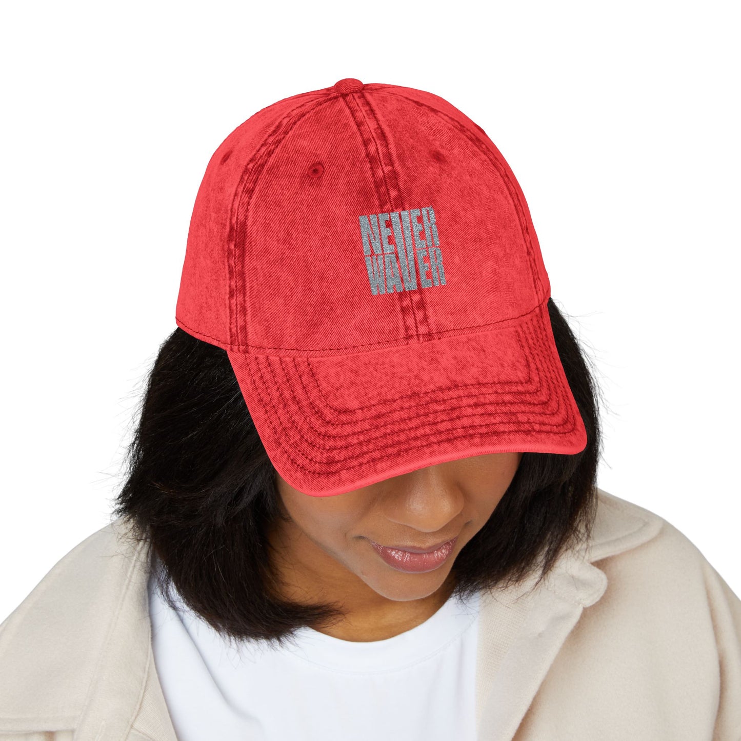 Vintage Embroidered Cap - 'Never Waver' Hat for Trendsetters