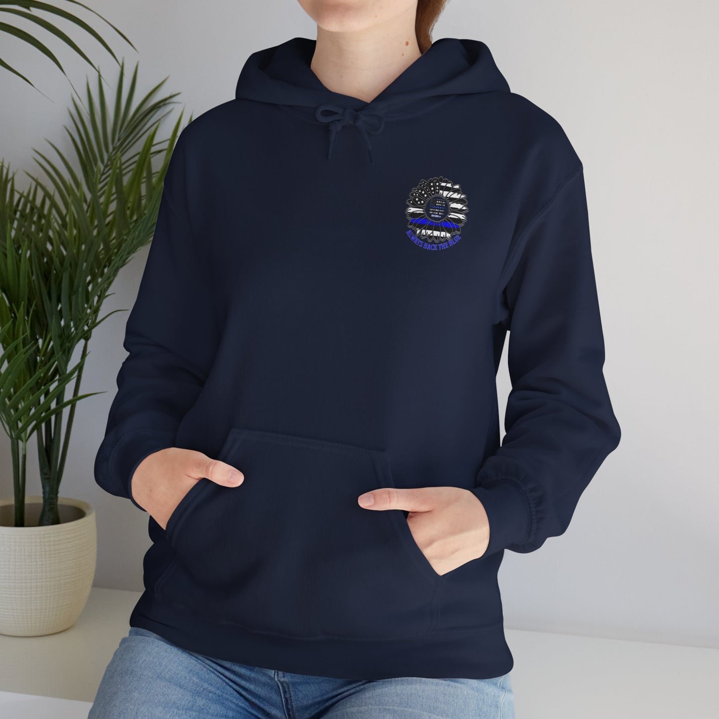 Never Waver Always Back the Blue Hooded Sweatshirt - Unisex Heavy Blend™ - Never Waver