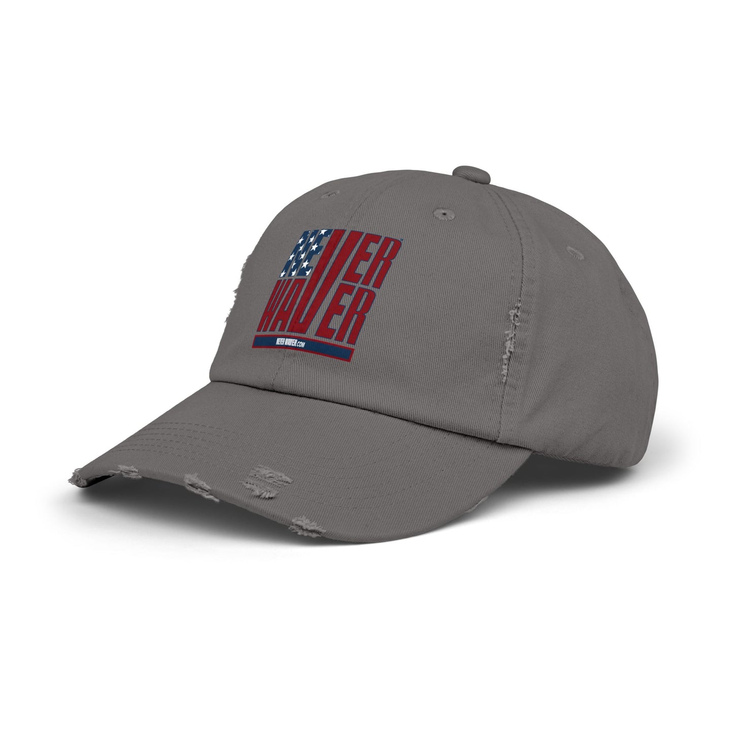 Unisex Distressed Cap - 'Never Waver' Casual Hat for Everyday Style Patriotic