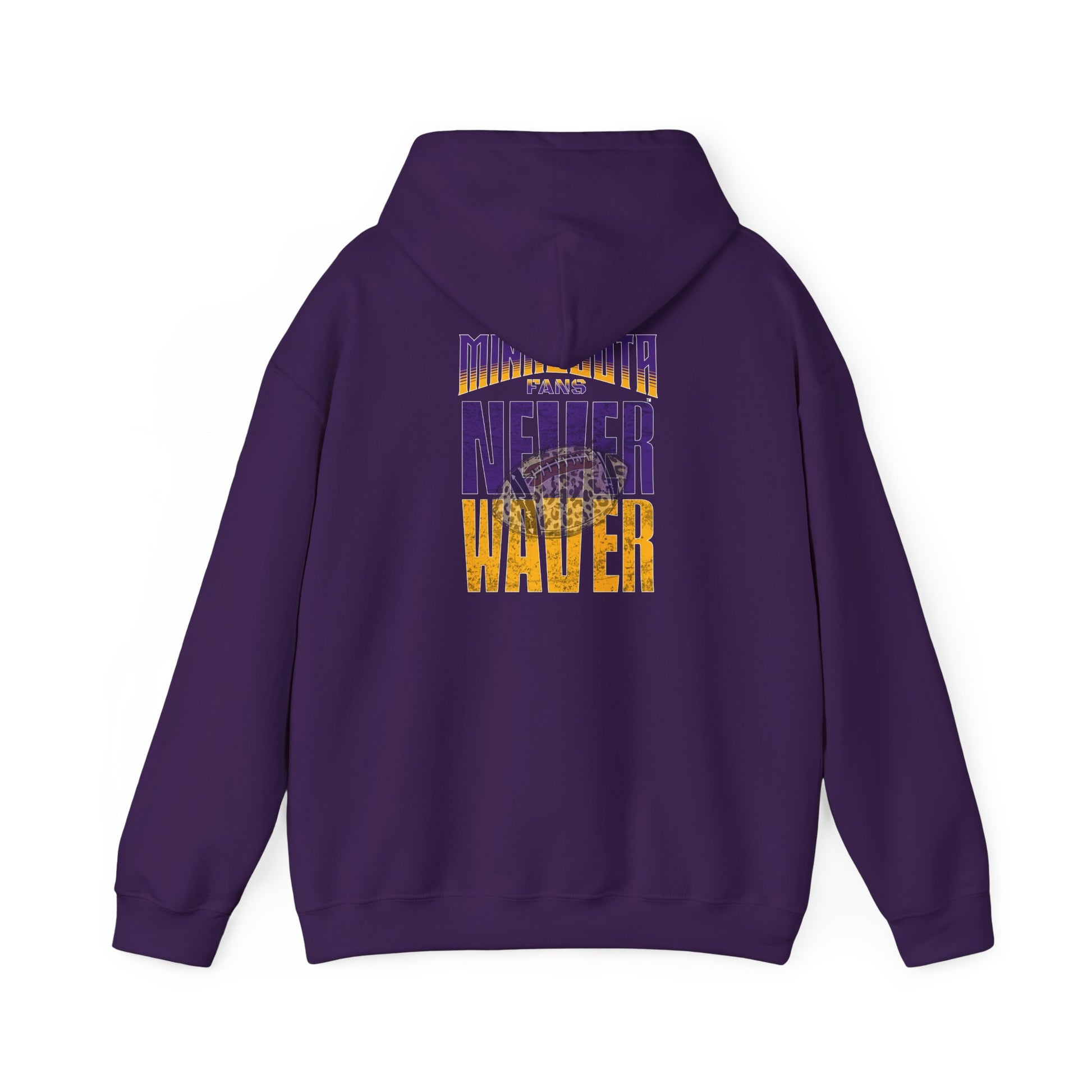 Minnesota Fans Never Waver w Leopard Football Unisex Heavy Blend™ Hooded Sweatshirt - Never Waver Design - Never Waver