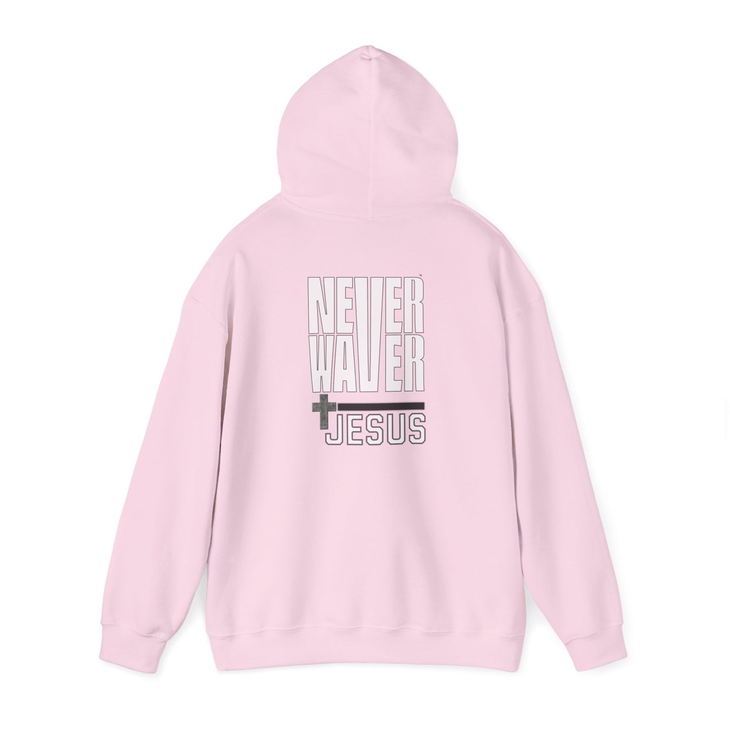 Never Waver” Jesus a bold, eye-catching design that reflects a steadfast faith and confidence in Christ. Hoodie - Unisex Heavy Blend™ Sweatshirt - Never Waver